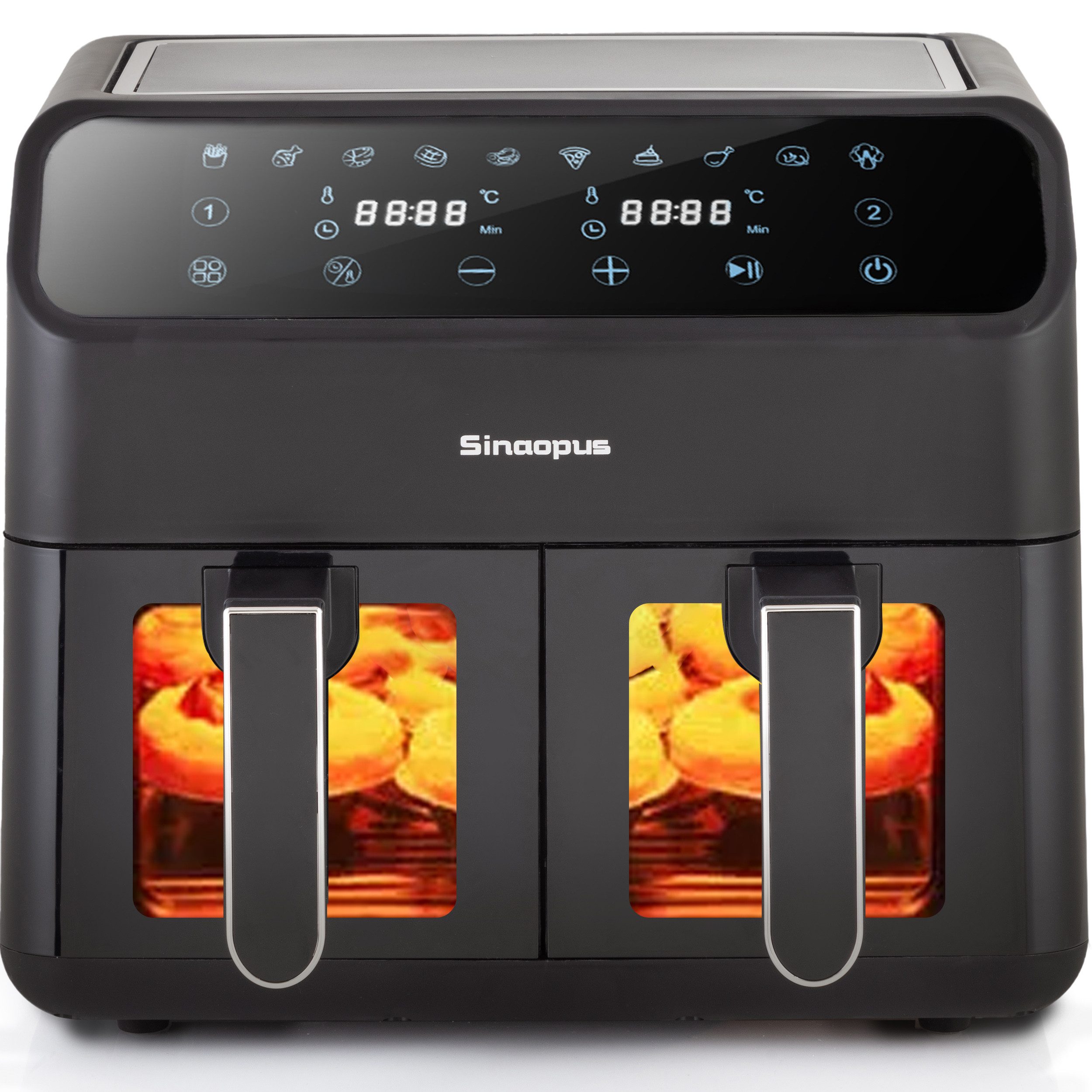 Heißluftfritteuse Heissluftfritteuse 10 Liter Dual Zonen, Doppel Kammer, Dual Basket