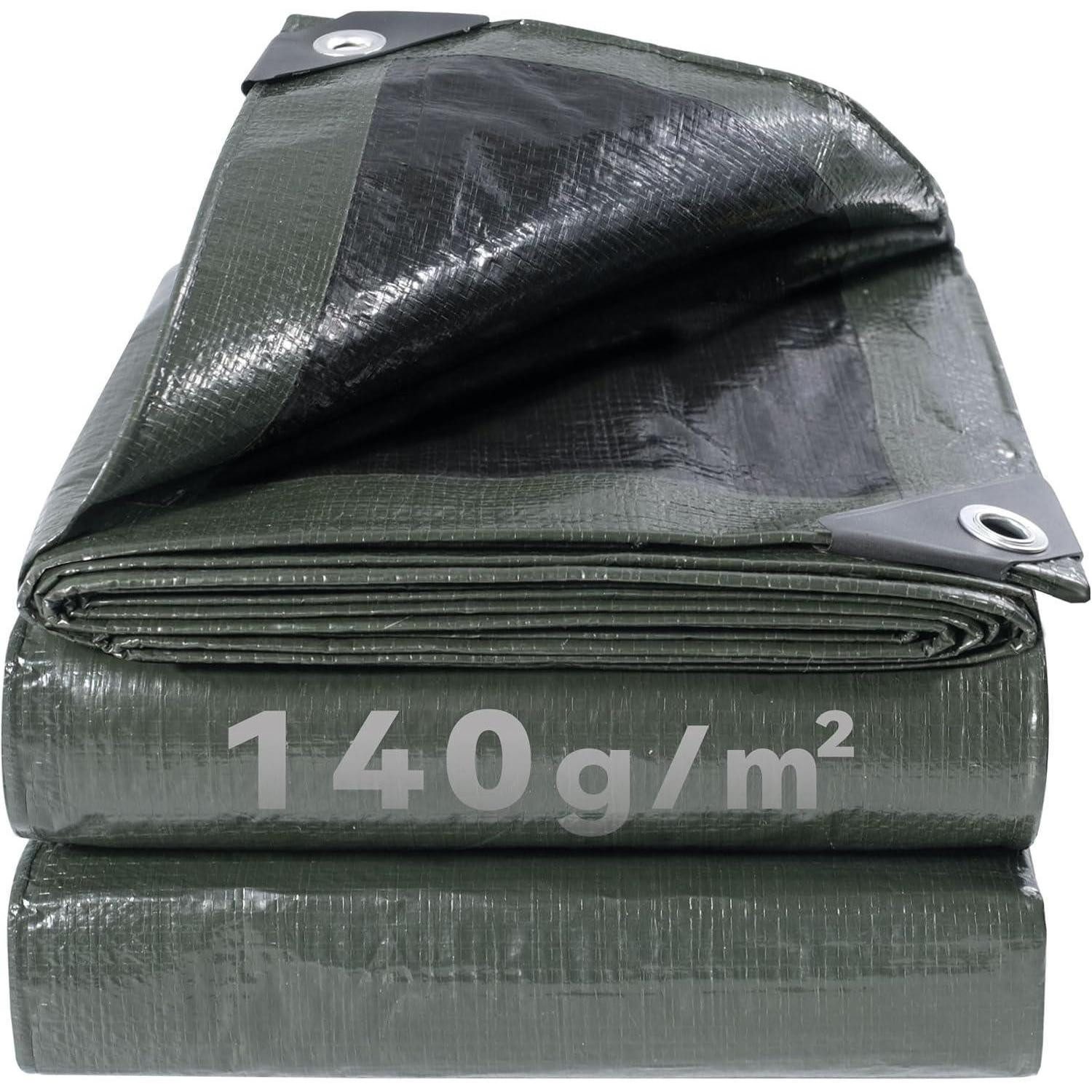 LuxusKollektion Regenschutzplane Abdeckplane Schwerlast Wasserdicht Dunkelgrün Schwarz 3m x 5m