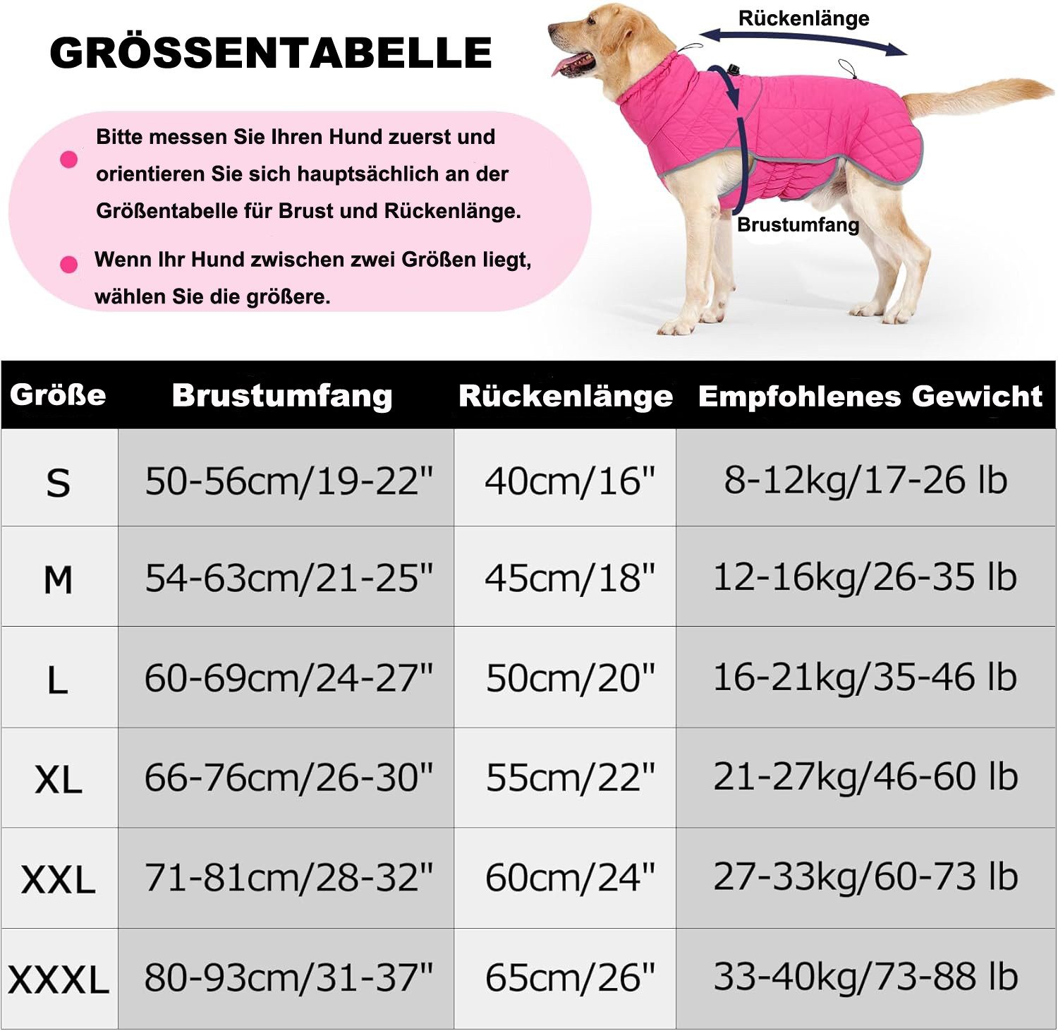 Coonoor Hundemantel Wintermantel für Hunde mit D-Ring, wasserdicht, reflektierend,wärmend, ideal für kleine, mittelgroße und große Hunde, Wander- und Winterjacke