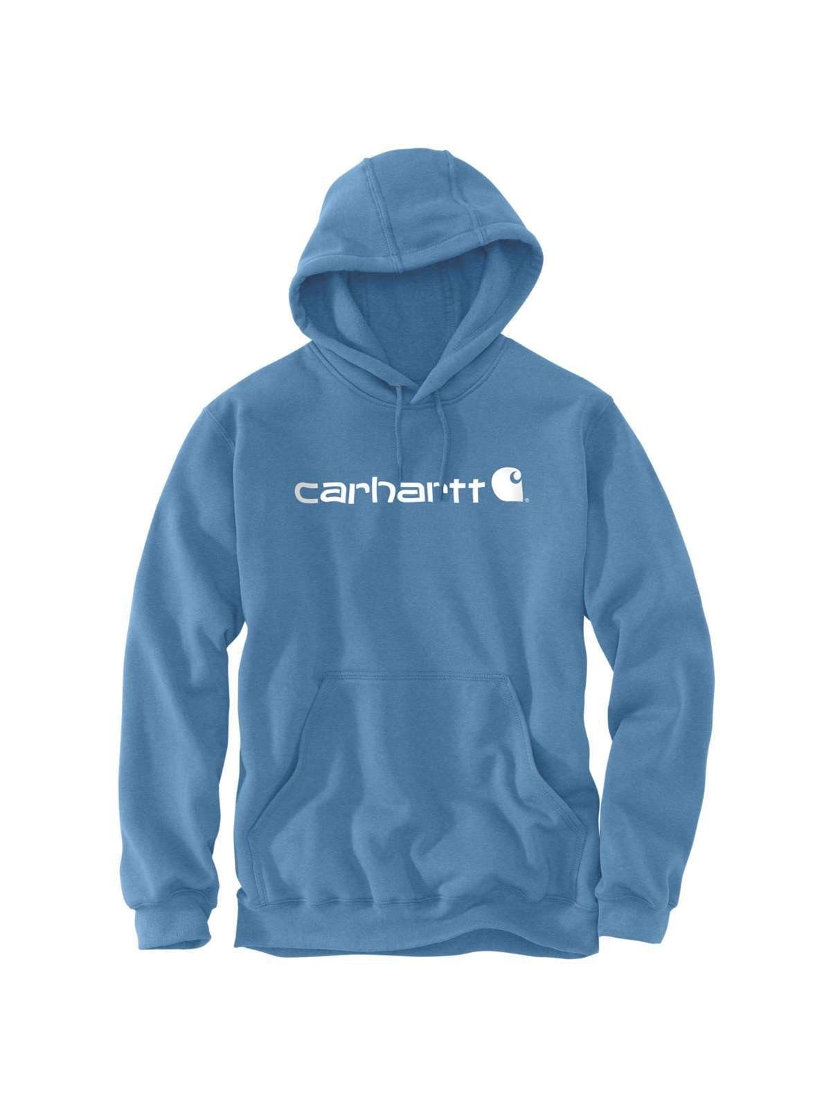 Carhartt Kapuzensweatshirt Carhartt Logo Sweatshirt hellblau/weiß günstig online kaufen