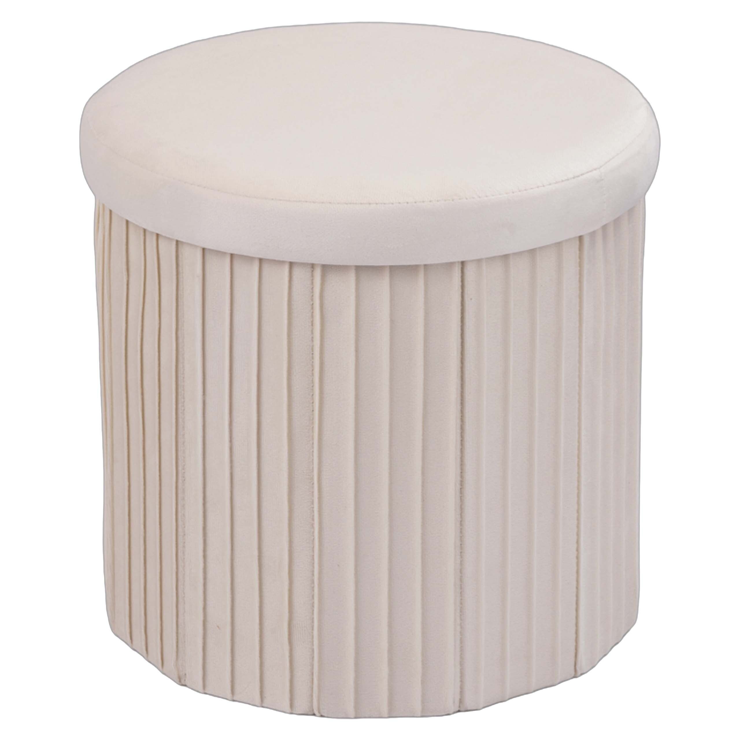 relaxdays Stauraumhocker Hocker aus Samt mit Stauraum (1 St), Creme