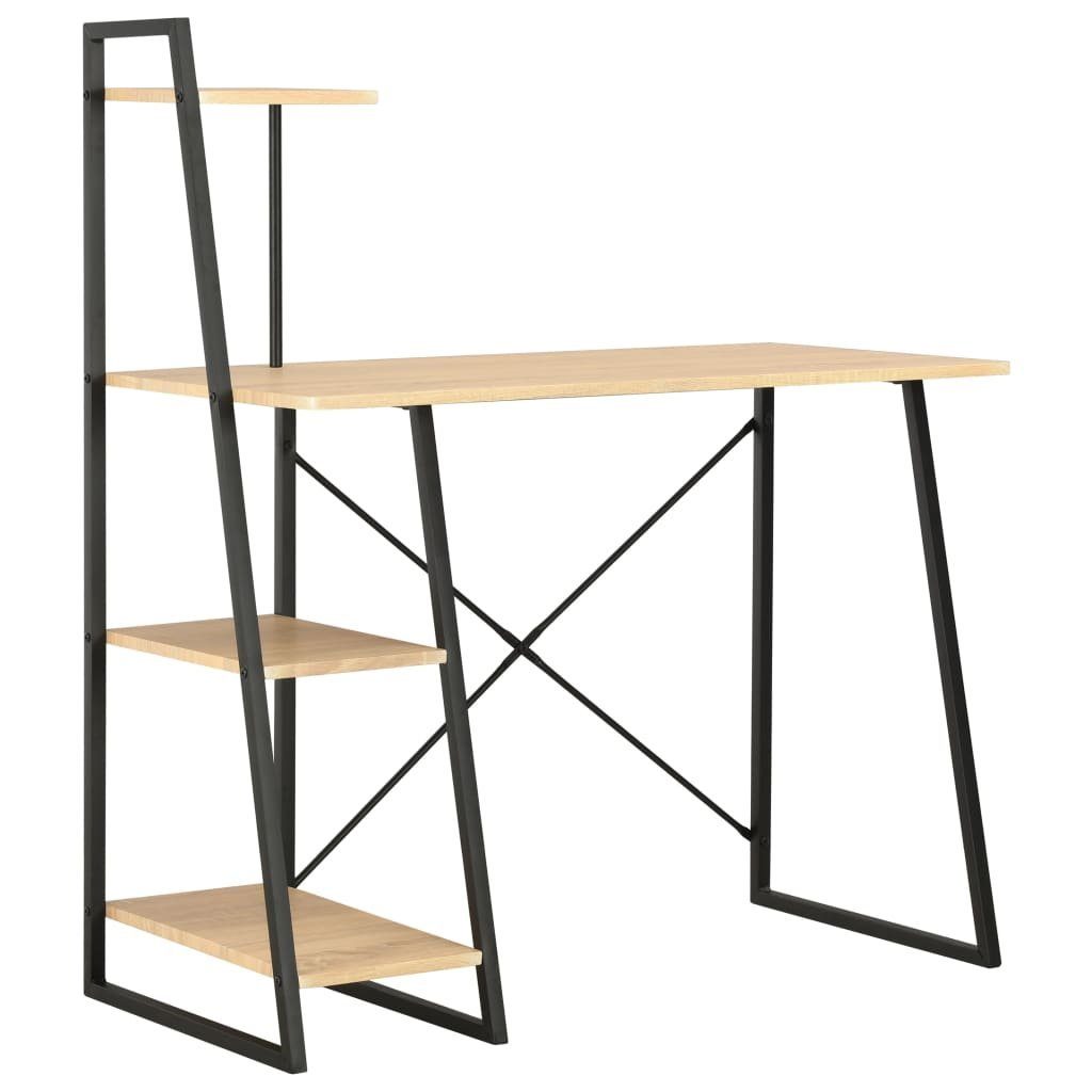 vidaXL Schreibtisch Schreibtisch mit Regaleinheit Schwarz und Eiche 102×50×117 cm