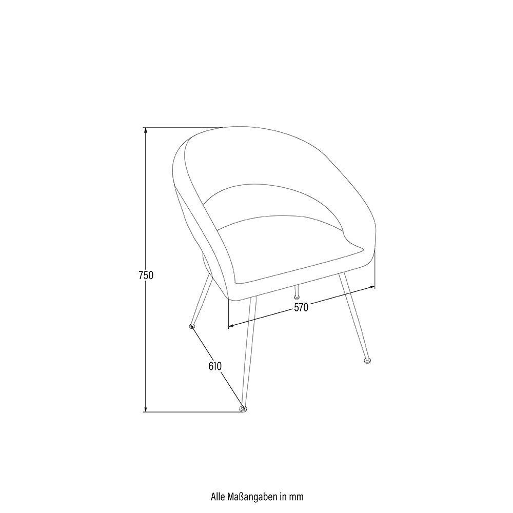 HOME DELUXE Esszimmerstuhl Samt Mengenauswahl 1 weiche Polsterung - x cm, LYRIC x St), Stuhl 57 I Küchenstuhl 61 Polsterstuhl, (75