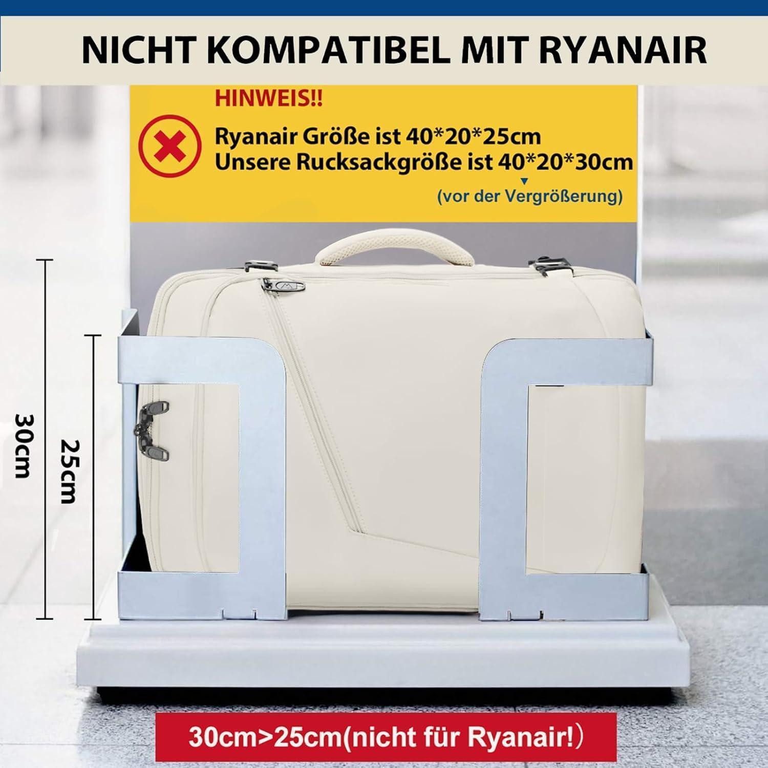 LuxusKollektion Handgepäck-Trolley Handgepäck Rucksack Damen 40x30x20 Ryanair 40x30x20cm Beige – Bild 5 von 5