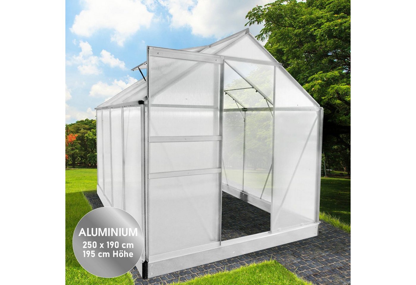 BRAST Gewächshaus ALU mit Fundament rostfrei 250x190x195cm TÜV geprüft, wetterfestes hochwertiges Aluminium silberfarben | Rabatt: 56% BRAST Gewächshaus ALU mit Fundament rostfrei 250x190x195cm TÜV geprüft, wetterfestes hochwertiges Aluminium silberfarben | Rabatt: 56%
