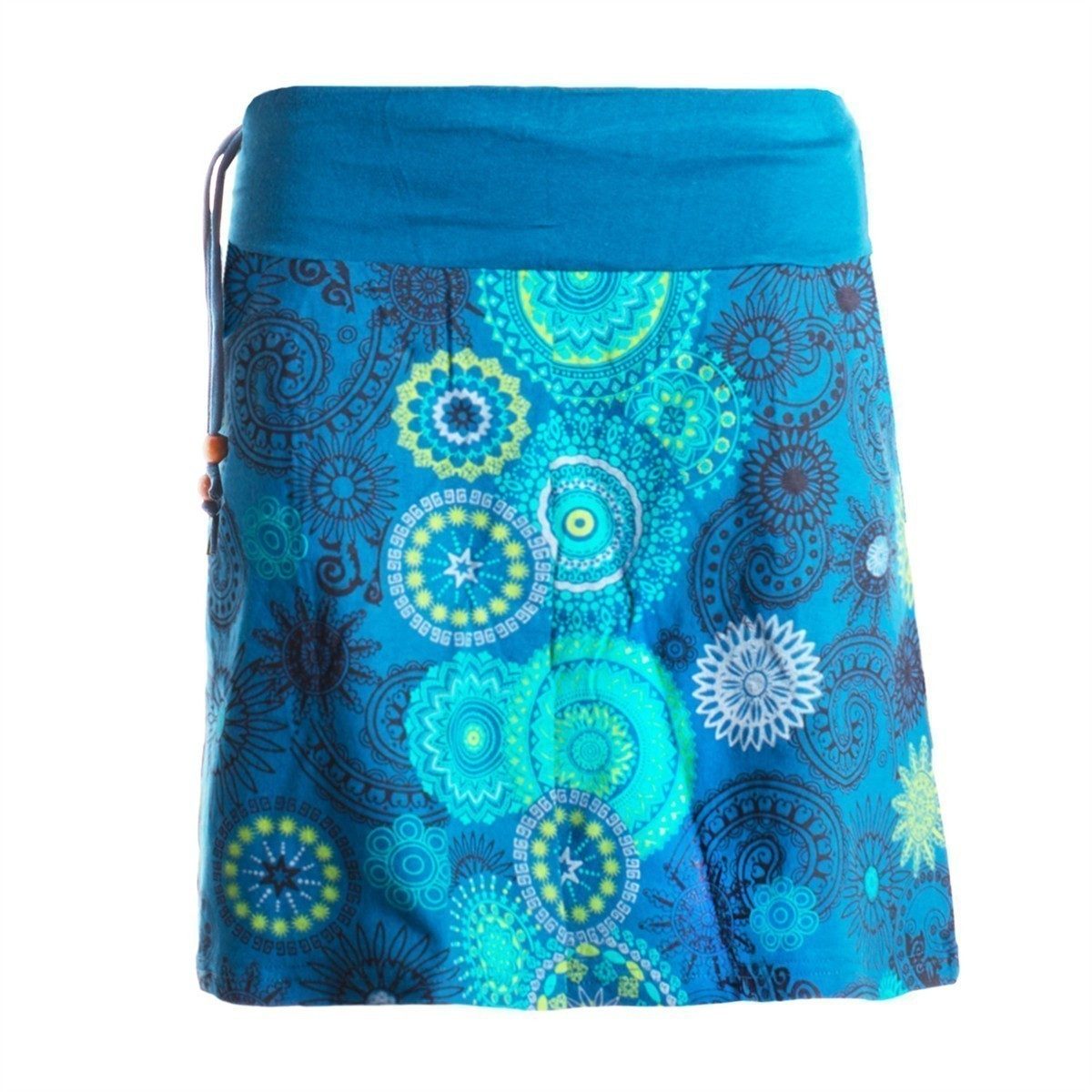 Vishes Minirock Kurzer Damen Baumwoll-Rock Taschen-Rock Mini-Röcke Mandala-Streifen Boho, Hippie, Retro Style