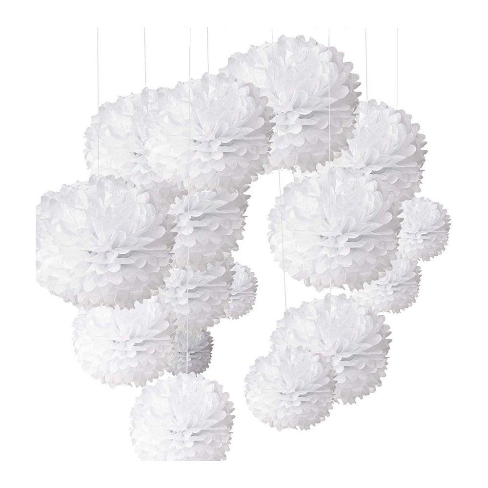 TUABUR Papierdekoration 24-teiliges Set von Quaste Blume Markise Gewebe hängende Kugeln