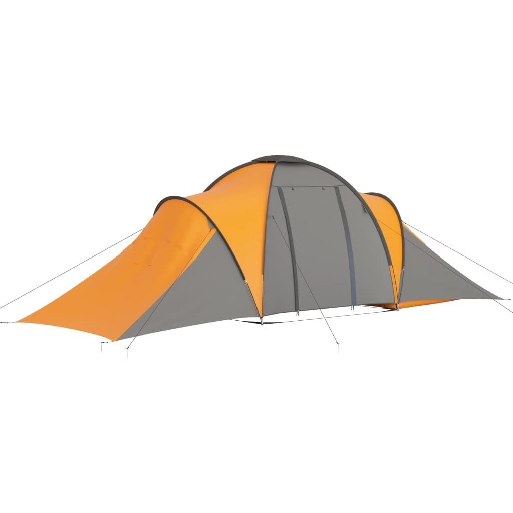 6 Orange Campingzelt Grau Personen und Wurfzelt vidaXL