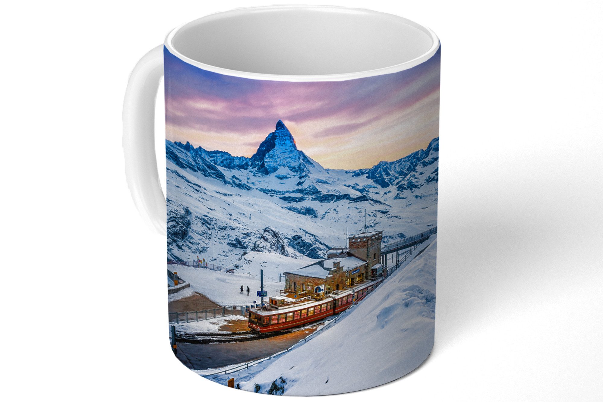 MuchoWow Tasse Alpen - Schnee - Zug, 1-tlg., Keramik, Kaffeetassen, Teetasse, Becher, Kaffeebecher, Geschenk