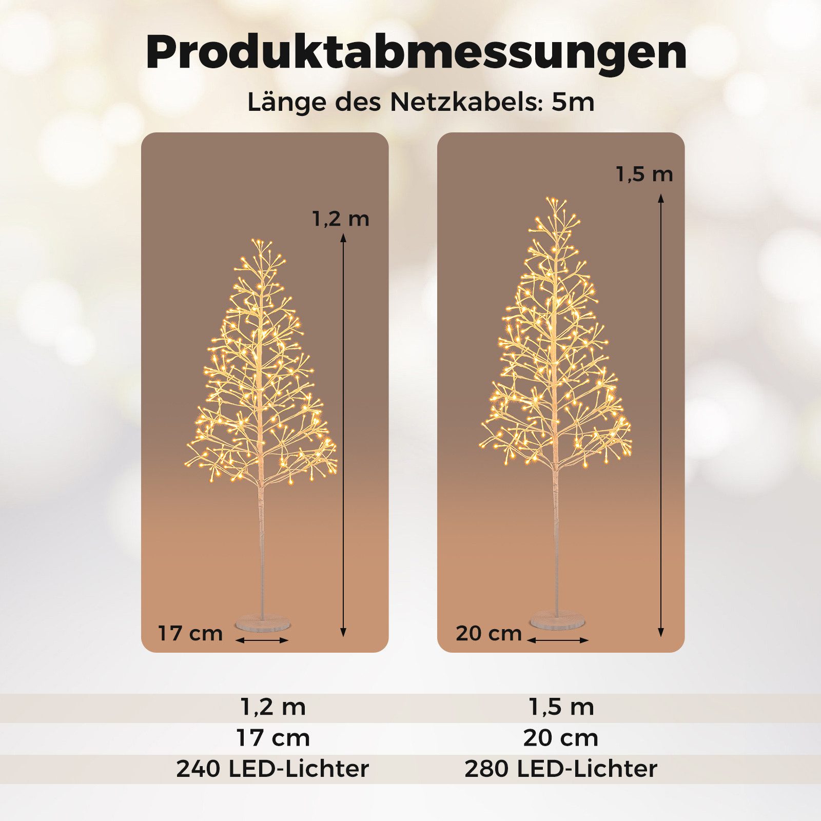 COSTWAY Dekobaum (1 St), Lichterbaum, LED Birkenbaum, knstlicher  Weihnachtsbaum, Kunstbaum, knstlicher Baum