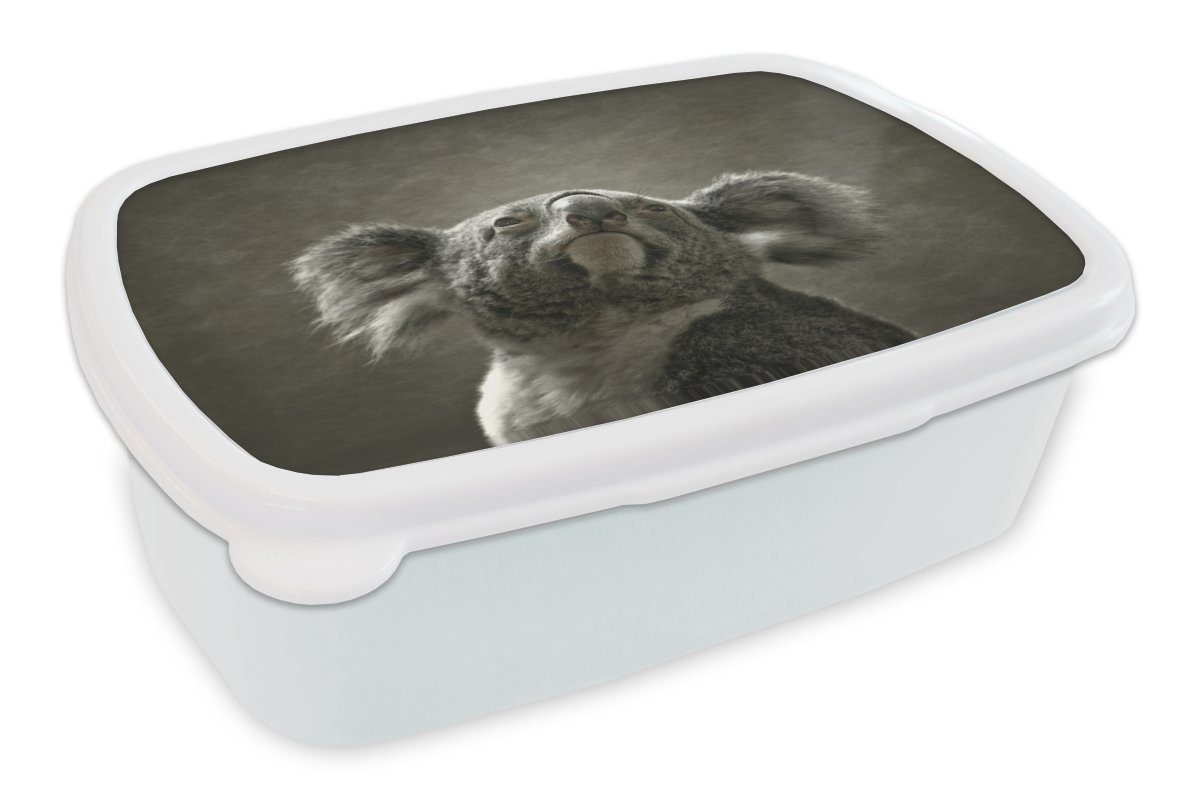 MuchoWow Lunchbox Koala - Tiere - Kontur, Kunststoff, (2-tlg), Brotbox für Kinder und Erwachsene, Brotdose, für Jungs und Mädchen weiß