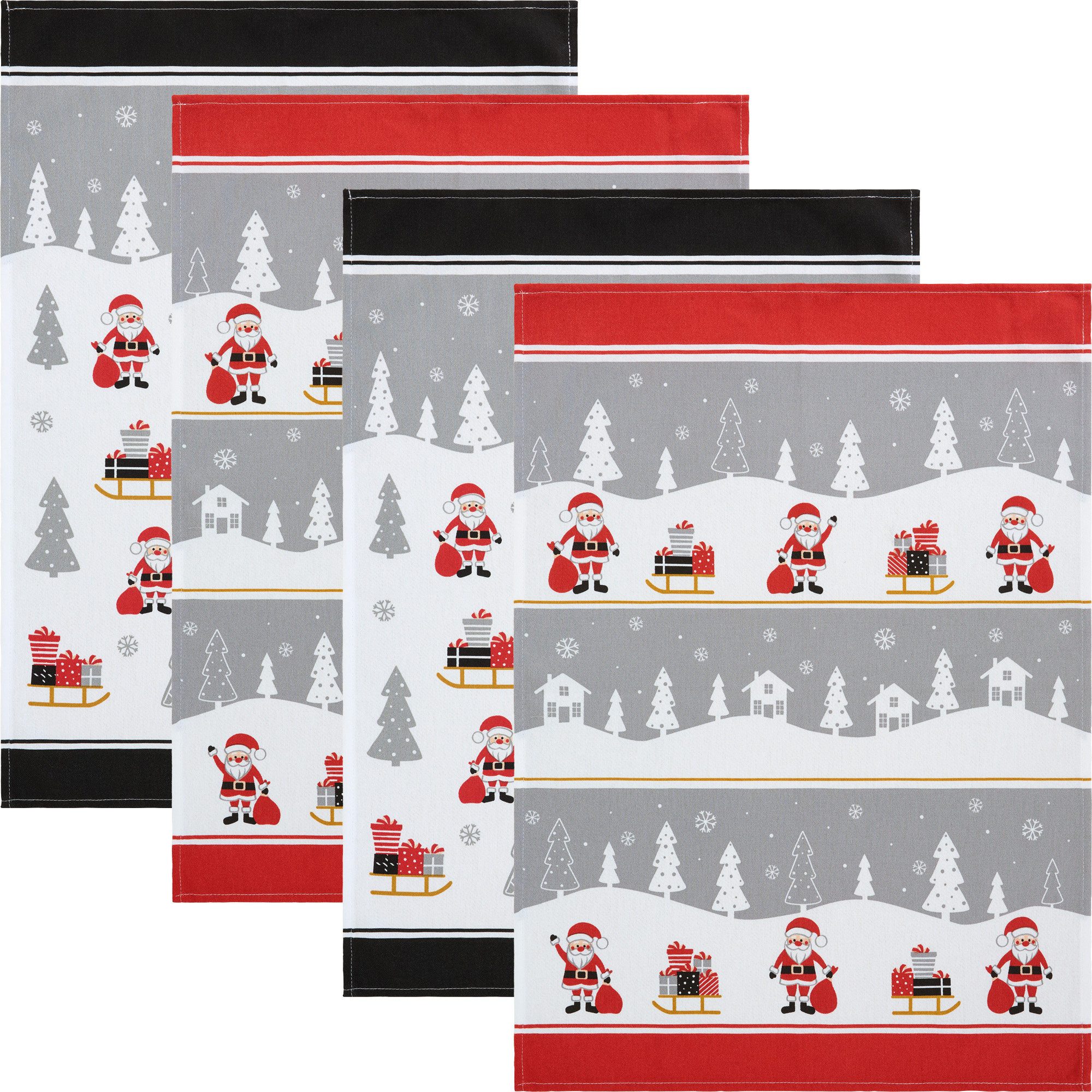 Erwin Müller Geschirrtuch Geschirrtuch "Weihnachtsmann" 4er-Pack, Baumwolle günstig online kaufen