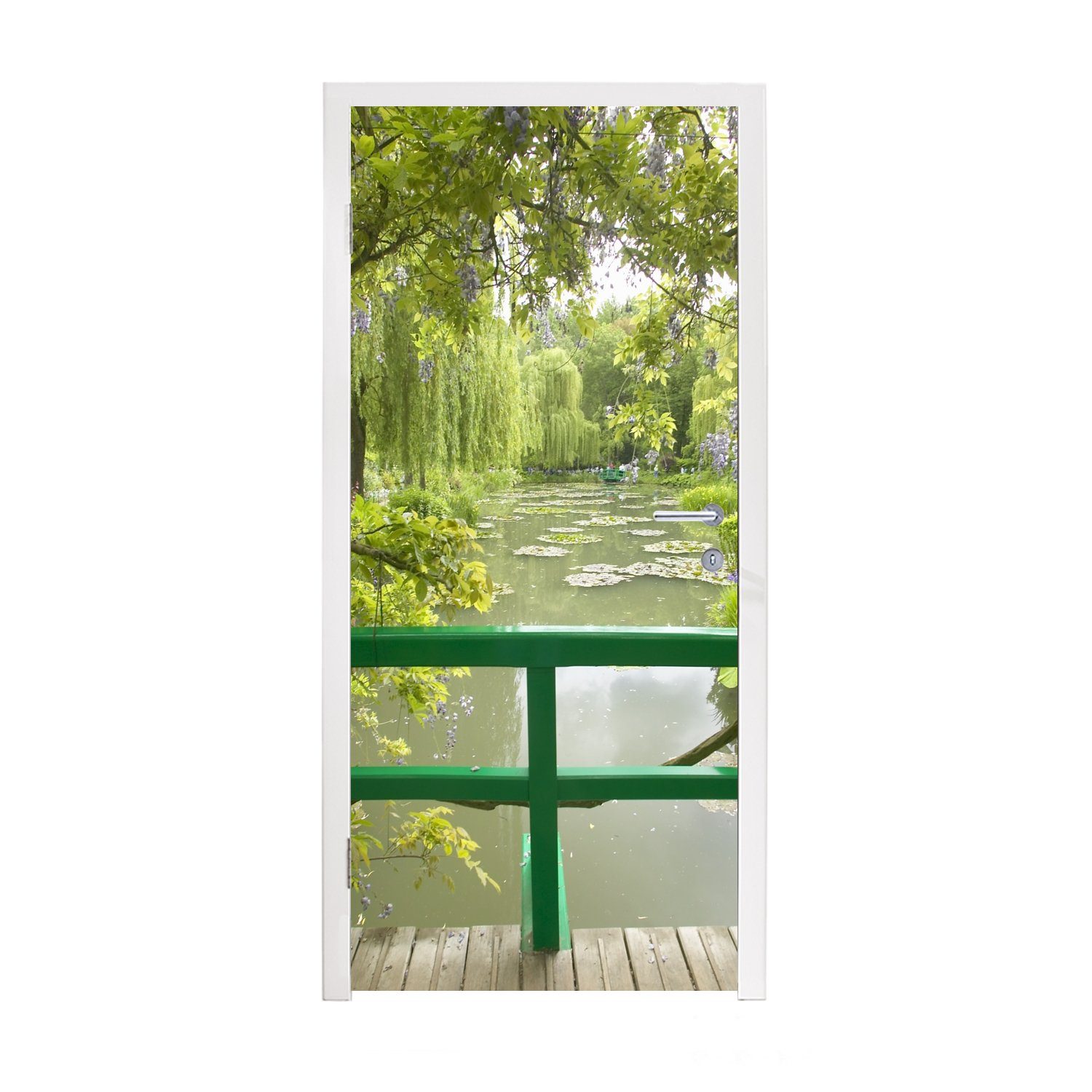 MuchoWow Türtapete Blick auf das Wasser von der japanischen Brücke im Garten von Monet in, Matt, bedruckt, (1 St), Fototapete für Tür, Türaufkleber, 75x205 cm