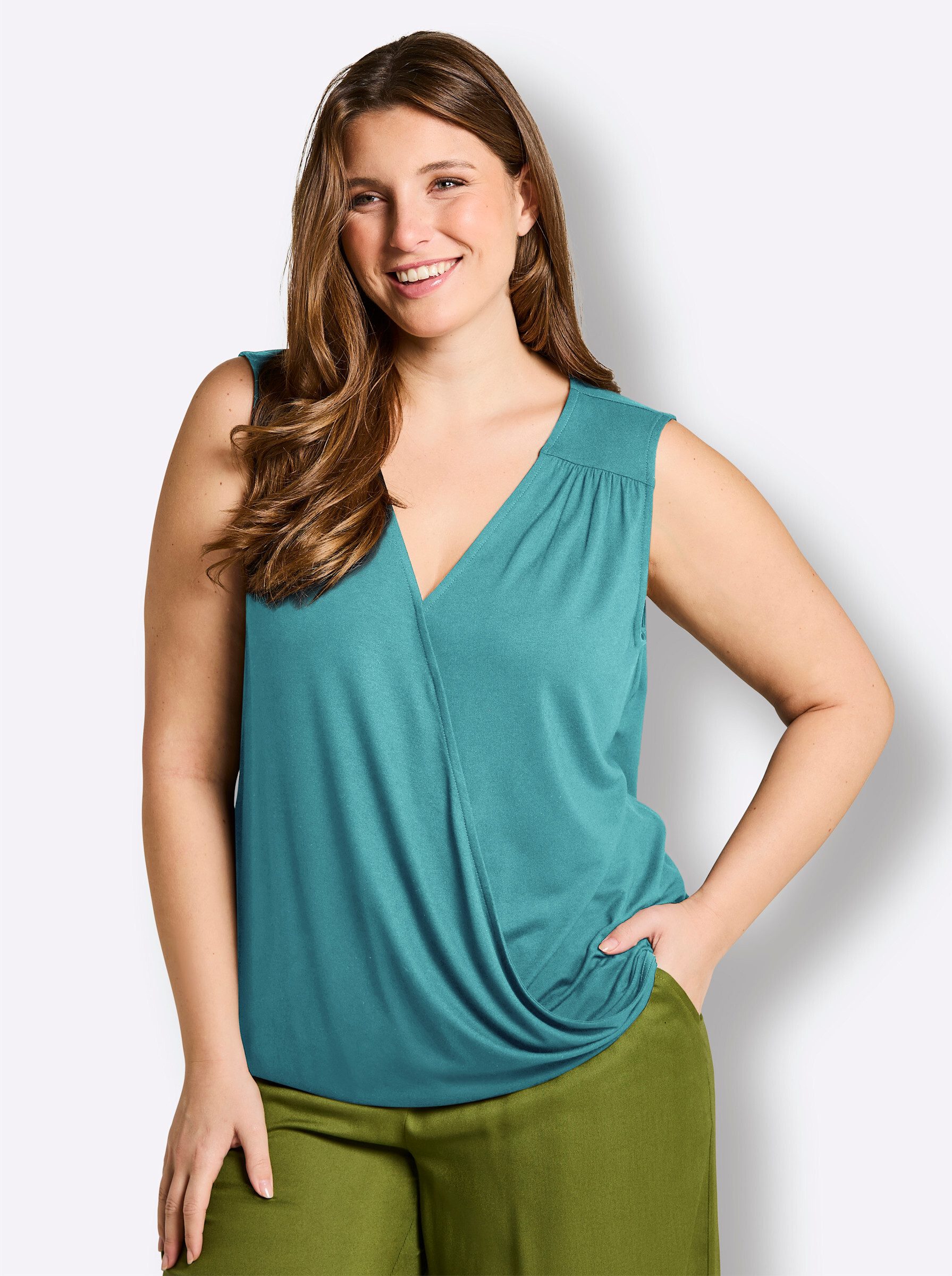 Sheego Strandkleid Shirttop Ärmellos