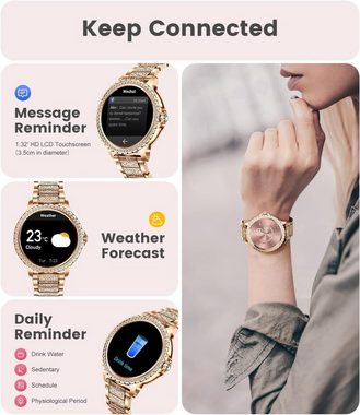 Lige Smartwatch (1,32 Zoll, iOS Android), Damen mit Telefonfunktion Fitnessuhr 20 Sportmodi Wasserdicht Sportuhr