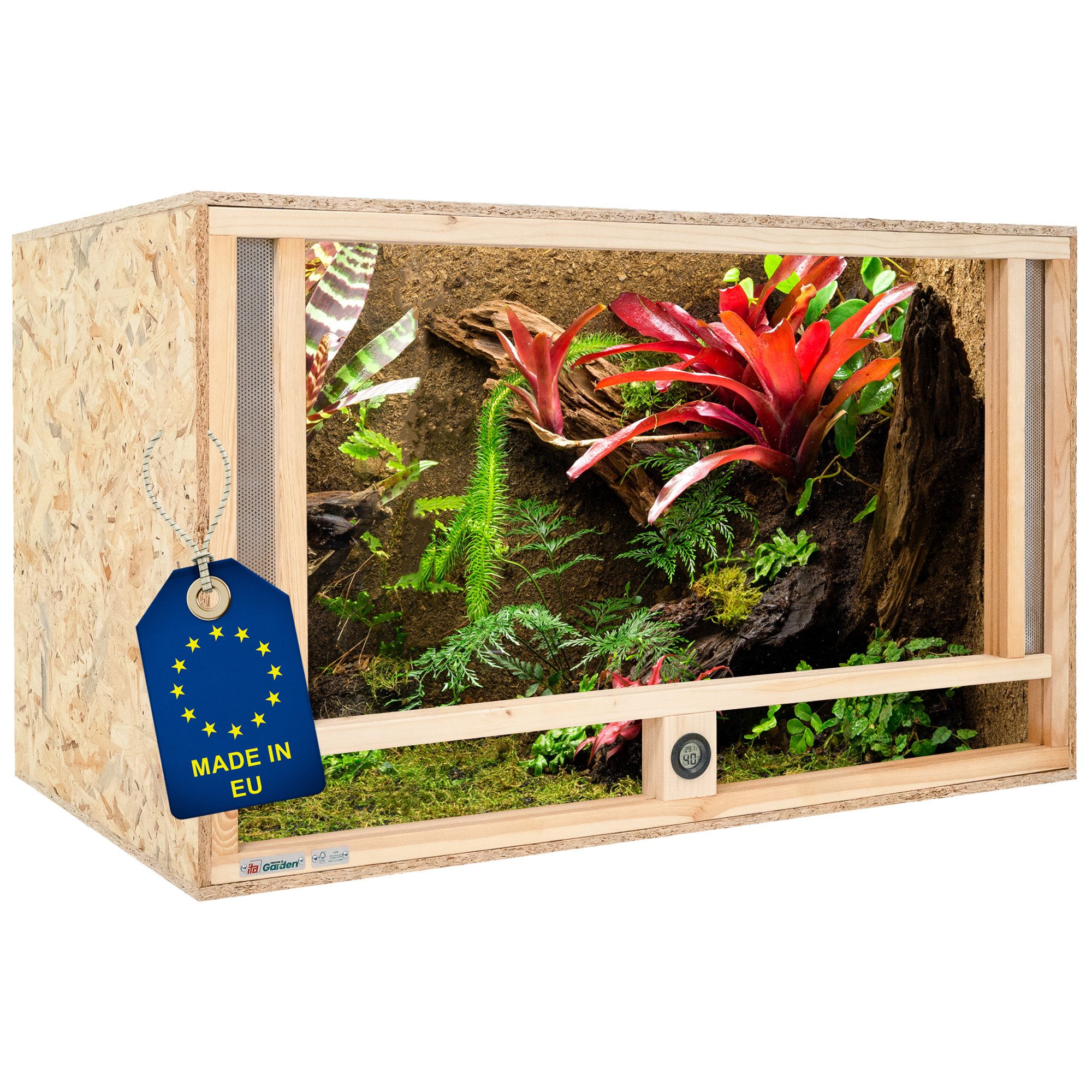 Terrarium Holz Terrarium 120х60х60 mit Frontbelüftung & Integriertem Hygrometer