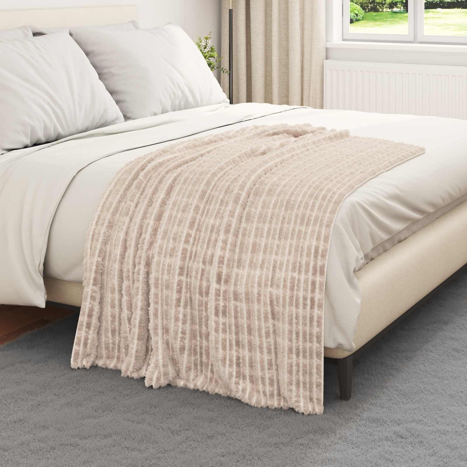 vidaXL Bettüberwurf Überwurfdecke Beige 150 x 130 cm Fleece günstig online kaufen