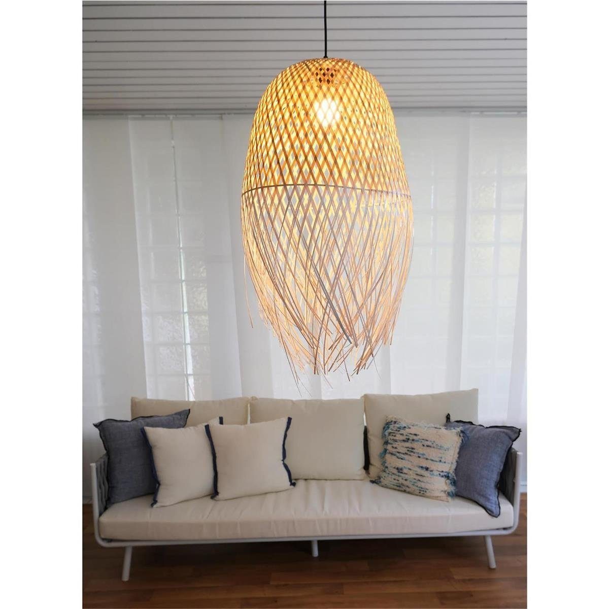 BOURGH Hängeleuchte LADISPOLI Bambus Lampe handgefertigt - Hängeleuchte ⌀42x64cm