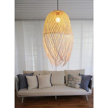 BOURGH Hängeleuchte LADISPOLI Bambus Lampe handgefertigt - 64cm lang / ⌀ 42cm, gold