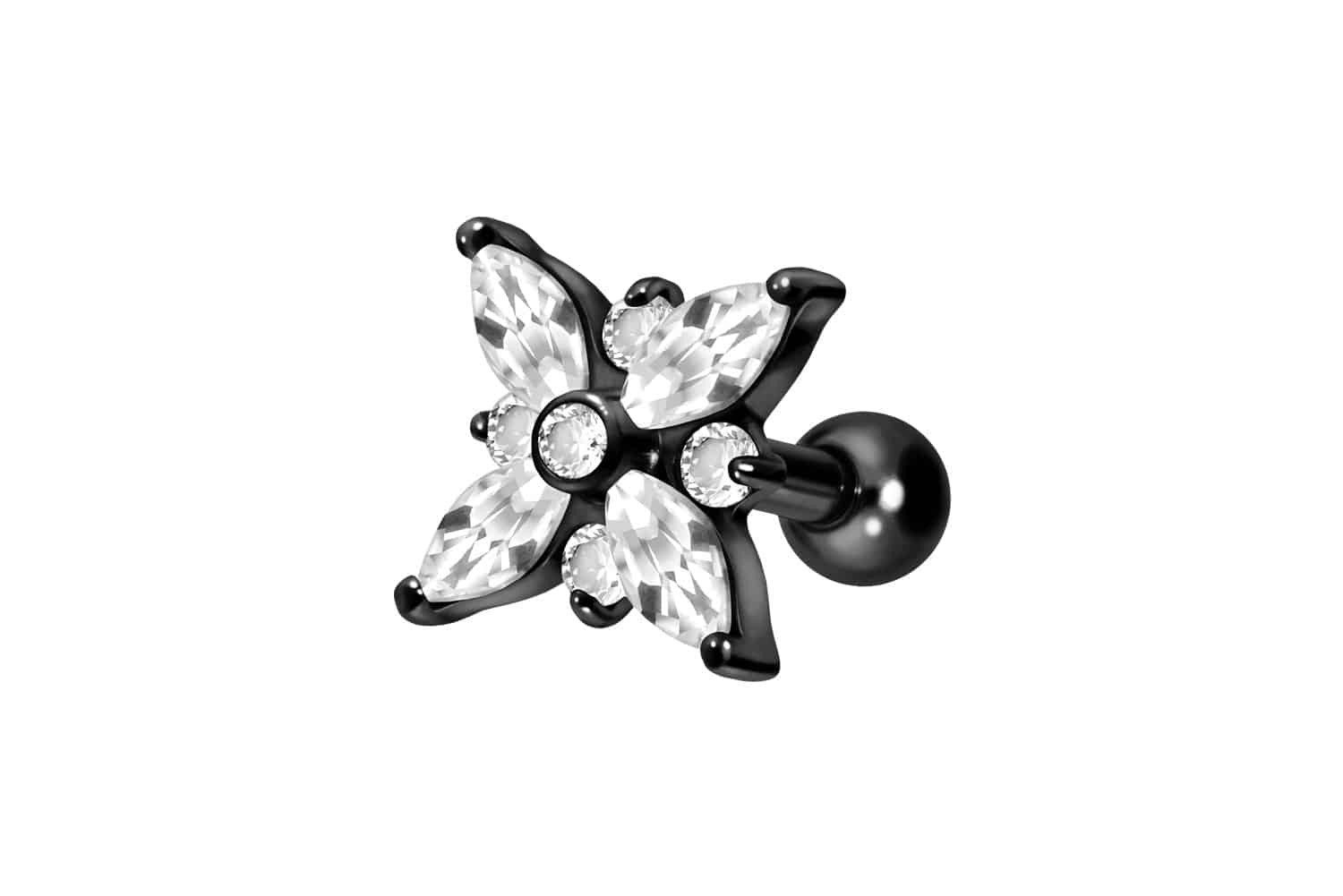 Piercing-Set Titan Ohrpiercing mit Innengewinde KRISTALLSTERN