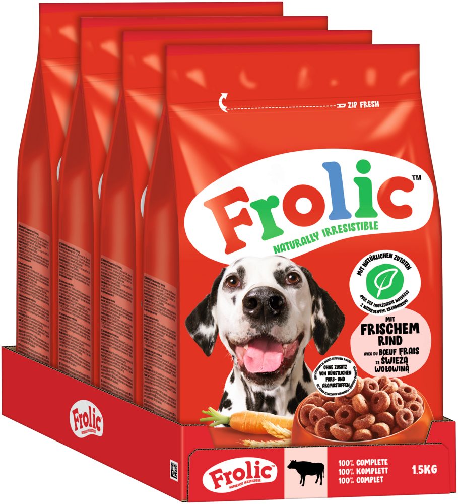 Frolic FROLIC™ Beutel Rind 4 x 1,5kg, Trockenfutter für: Hunde