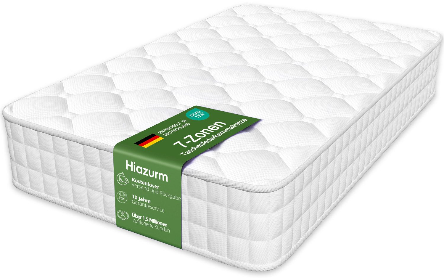 Taschenfederkernmatratze Matratze, 7 Zone Federkernmatratze Matratzen mit Spannbettlaken, Hiazurm, 22 cm hoch, (Atmungsaktiv, Rückenentlastung, Orthopädisch, Matratze 90x200 cm), Matratze 90x200 für Kinder und Erwachsene