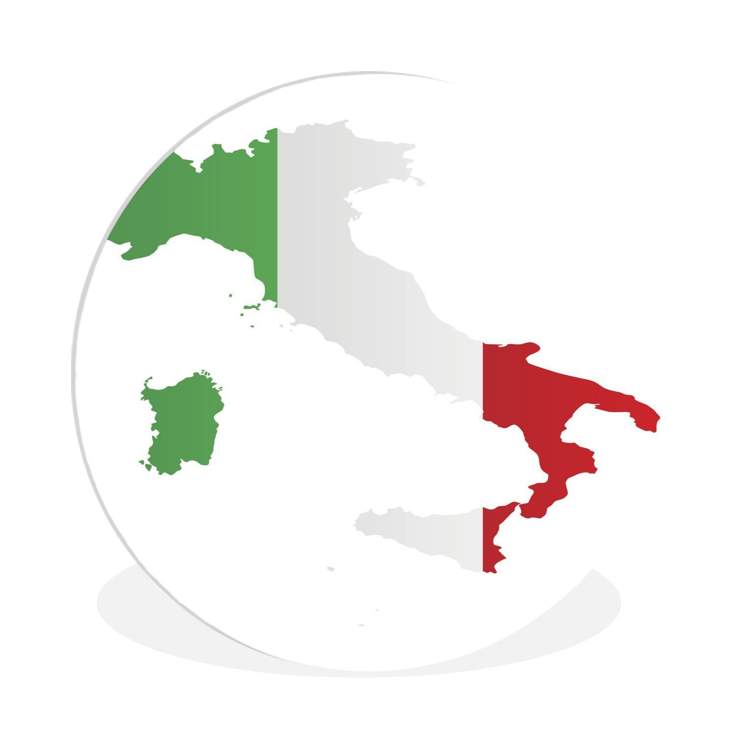 MuchoWow Gemälde Karte von Italien mit der Flagge, (1 St), Kreis Wanddekoration Forex, Rundes Wandbild, Wohnzimmer, 30x30 cm | Gemälde