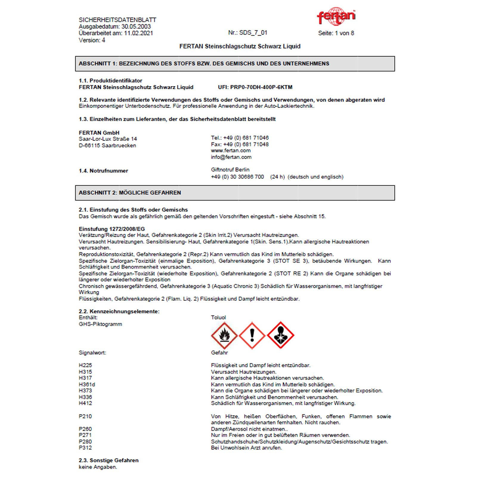 FERTAN Rostschutzgrundierung 25401 Steinschlagschutz - 1 Ltr (Schwarz)