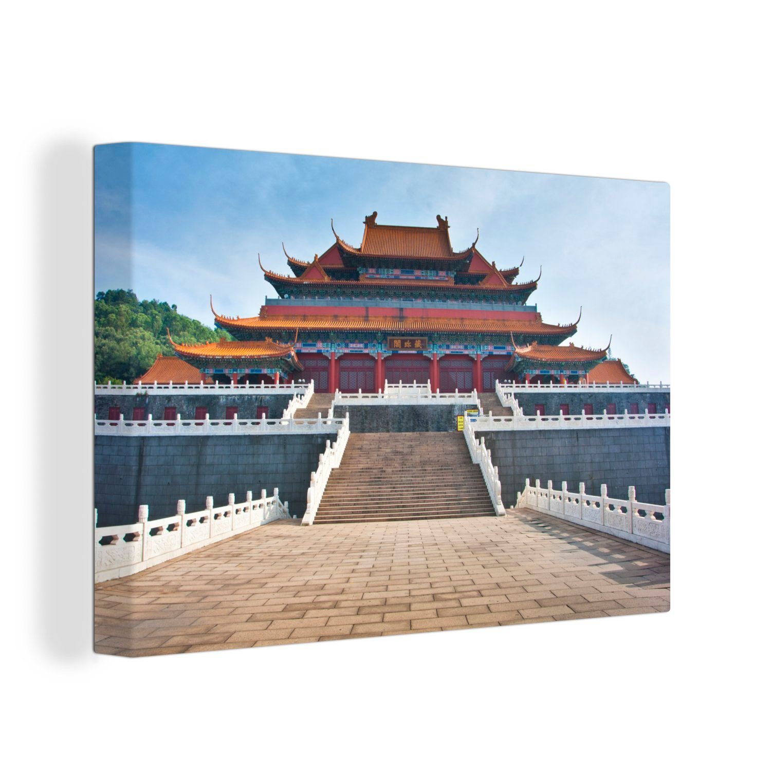OneMillionCanvasses® Leinwandbild Frontansicht der Verbotenen Stadt in China, (1 St), Wandbild Leinwandbilder, Aufhängefertig, Wanddeko, 30x20 cm