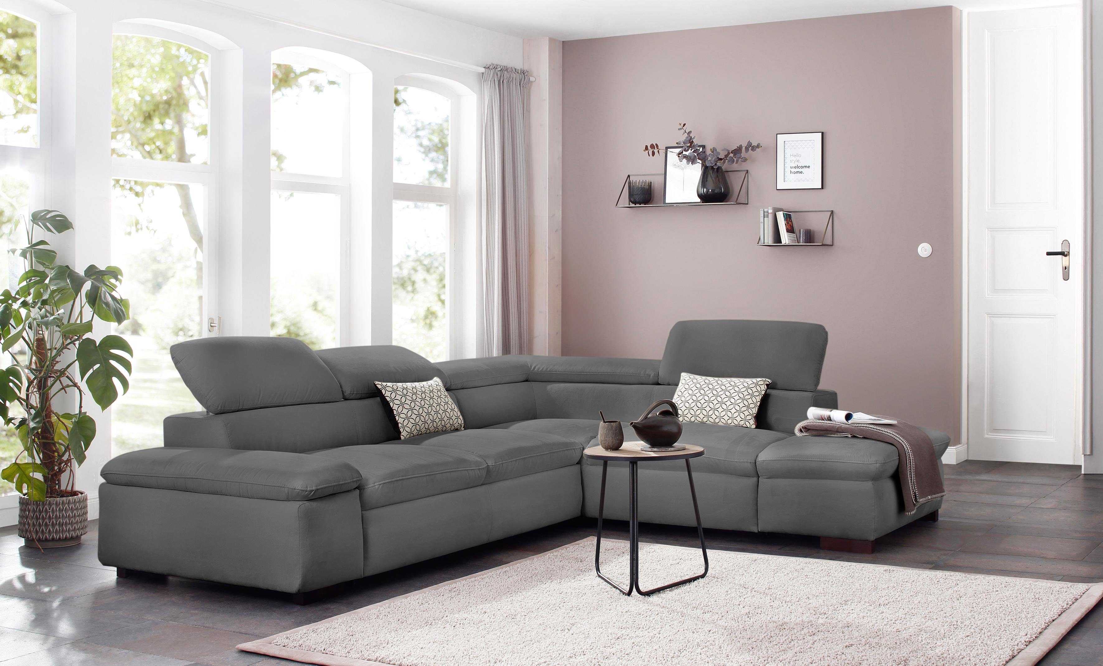Home affaire Ecksofa Alberto L-Form, mit Kopfteilverstellung, wahlweise mit Bettfunktion