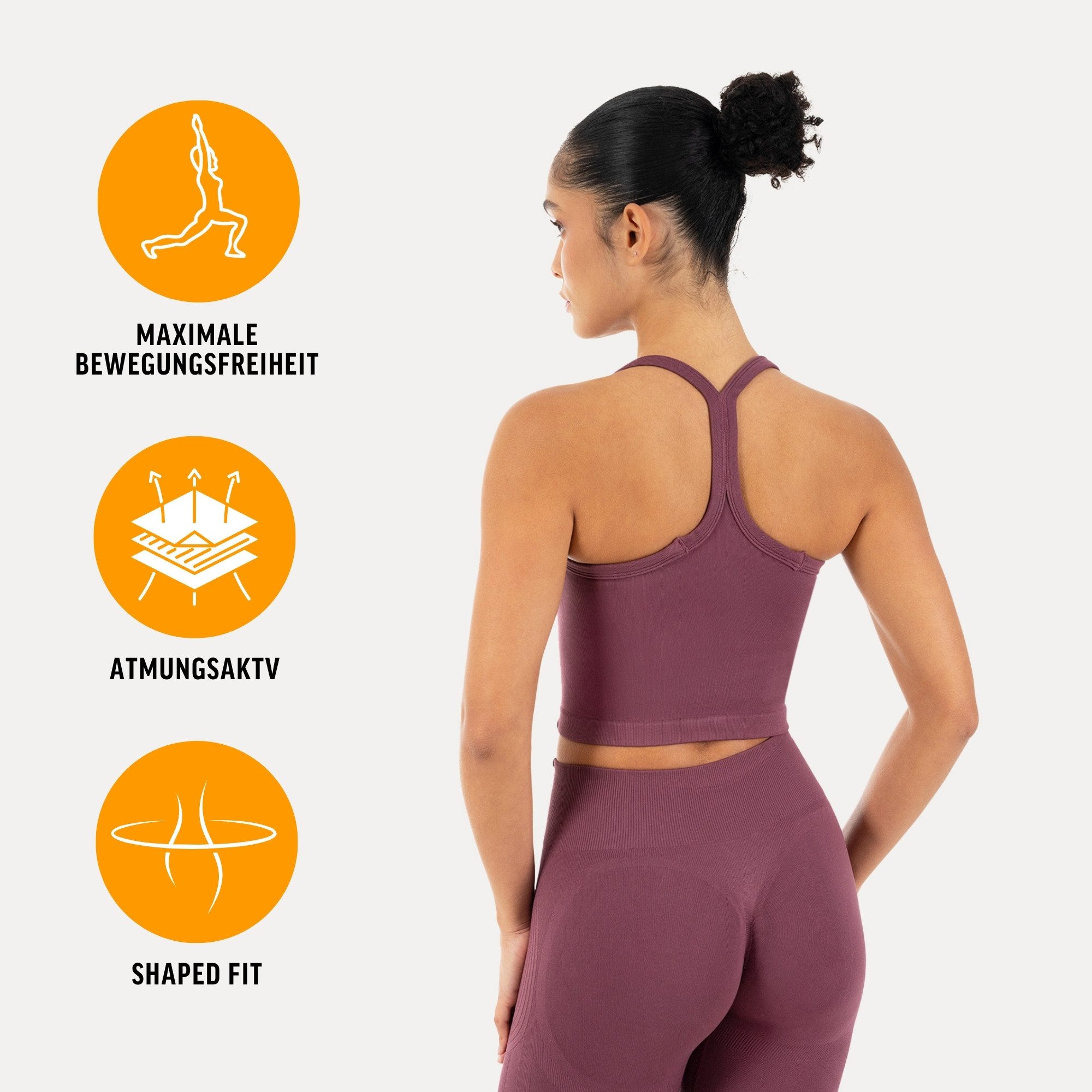 Smilodox Tanktop Vonda, Crop Top Damen, Sport-Top für Gym,Yoga & Freizeit Racerback, Seamless, Shaped Fit, Rundhals, atmungsaktiv