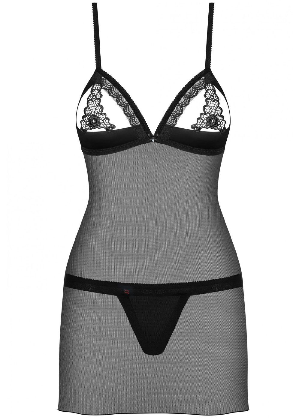 Obsessive Negligé Negligé und Tanga transparent - schwarz (2-tlg) transparent