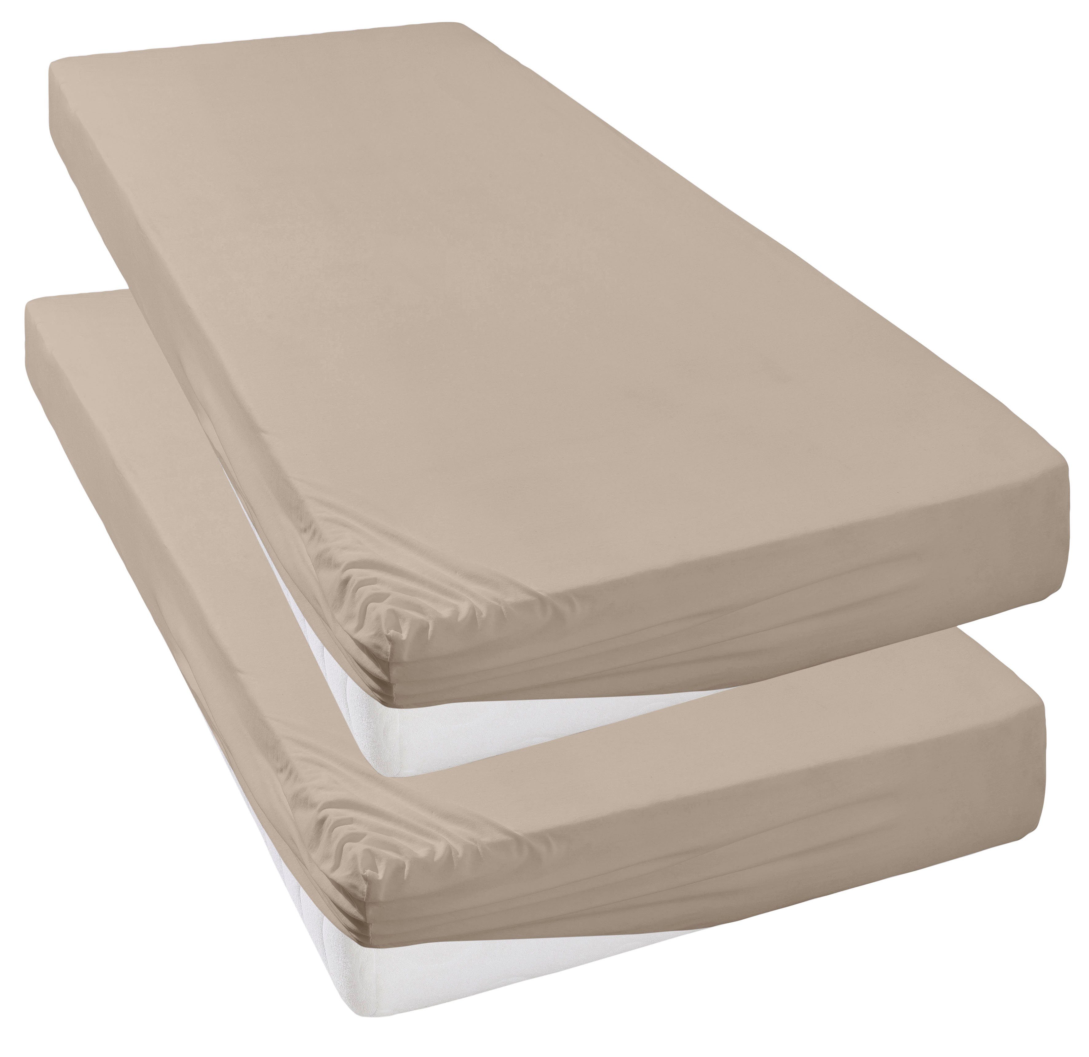 my home Spannbettlaken Strawberry in Gr. 90x200, 140x200 oder 180x200 cm, Jersey, Gummizug: rundum, (2 Stück), für Matratzen bis 18cm Höhe, Spannbetttuch, Baumwollmischung