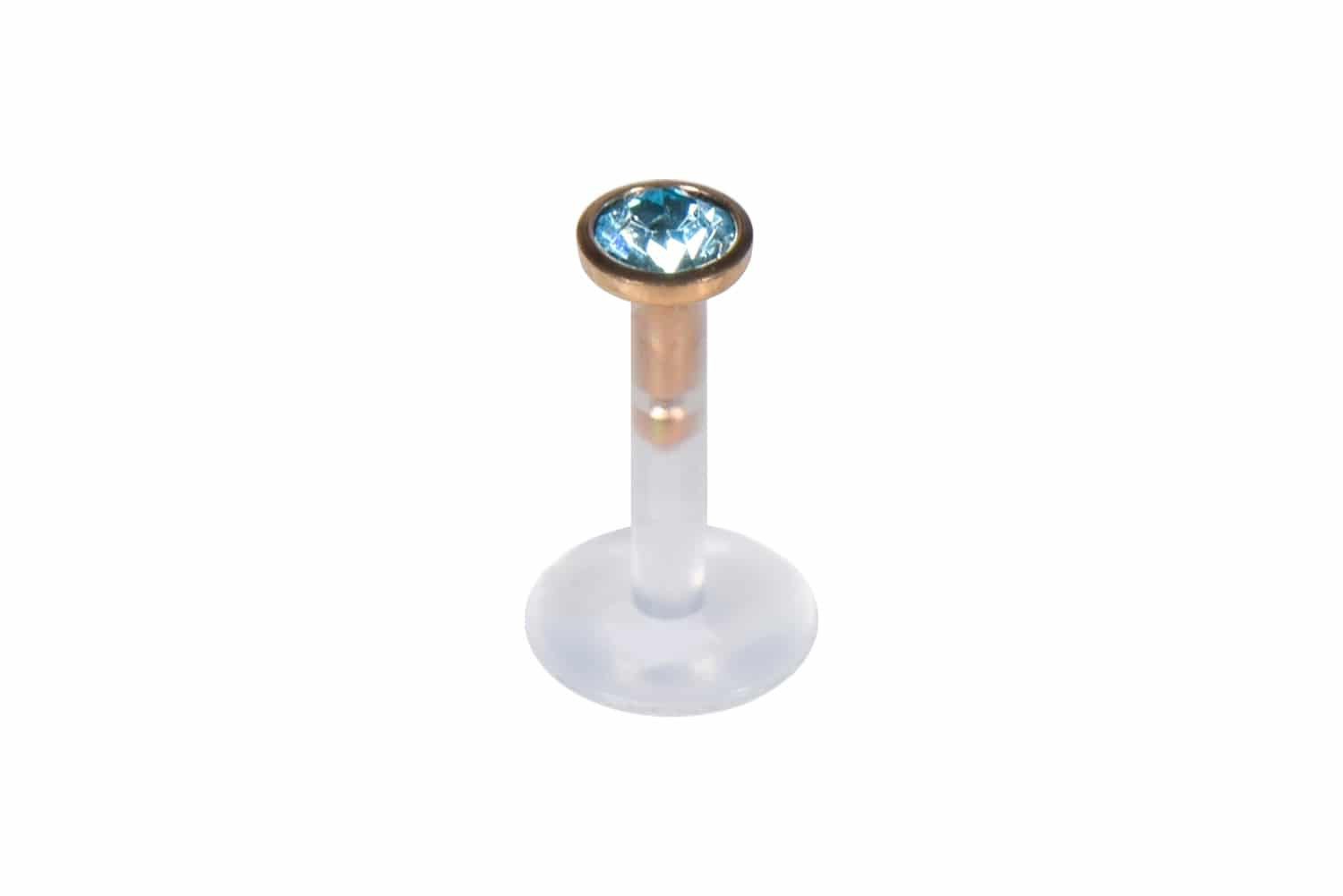 Piercing-Set PMFK Labret mit Plug-in-System - Chirurgenstahl-Aufsatz mit Kristall