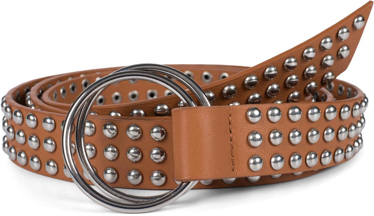 styleBREAKER Nietengürtel Taillengürtel mit Kugelnieten und Ringschnalle (1-St)