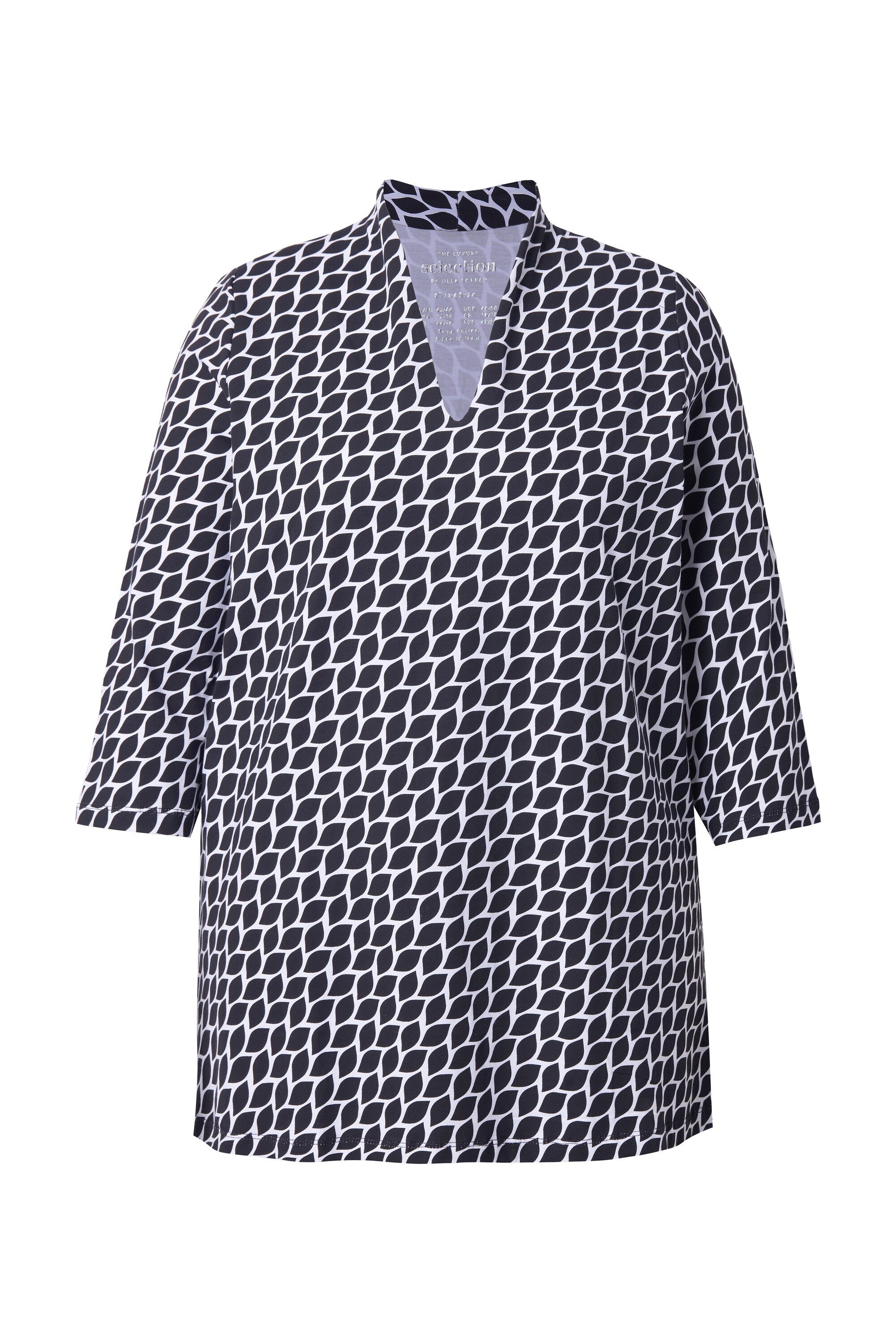 Ulla Popken T-Shirt Shirt Kelchkragen A-Linie 3/4-Arm Pima Cotton günstig online kaufen