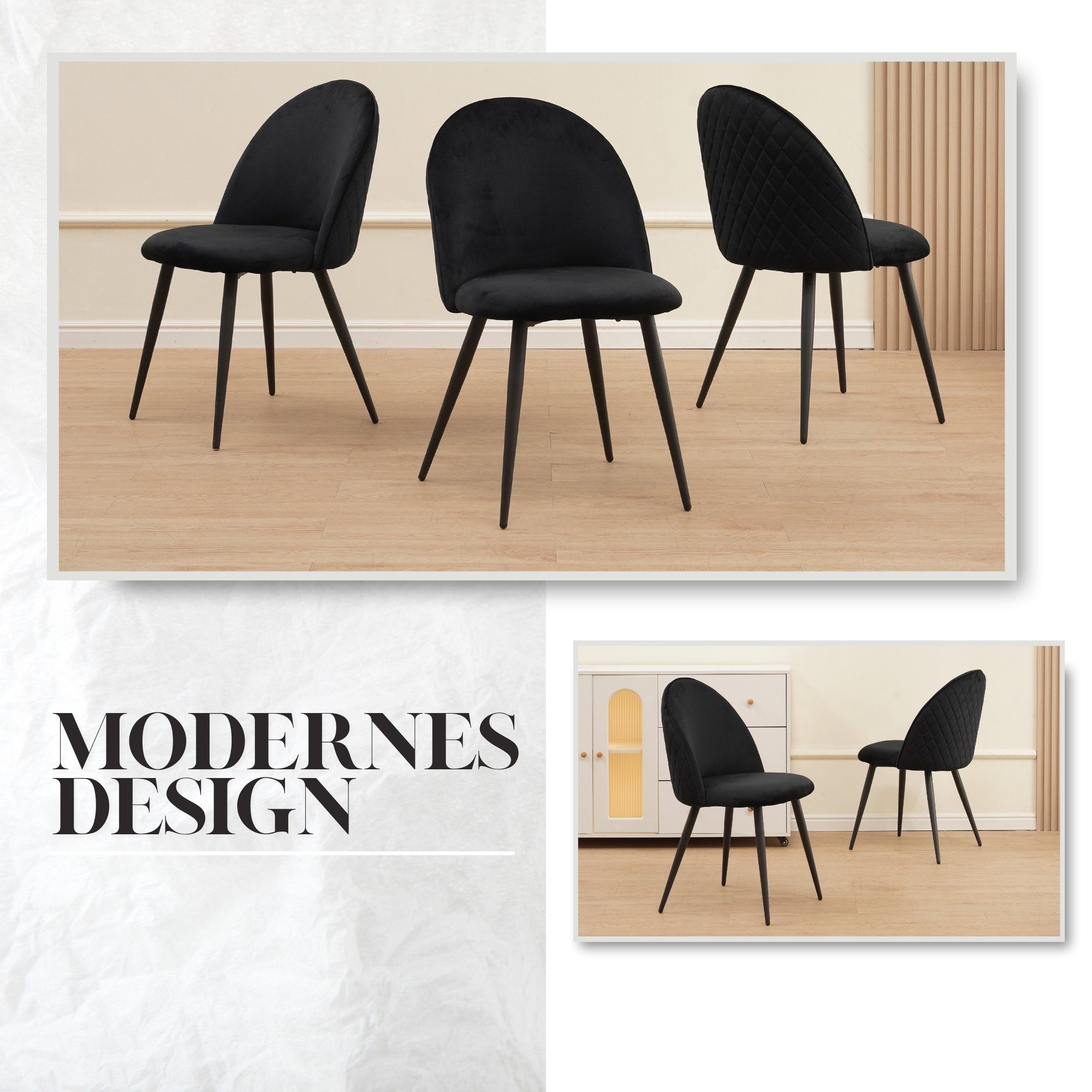 Albatros International Esszimmerstuhl Esszimmerstuhl CAPO Samt 4er Set Schw günstig online kaufen