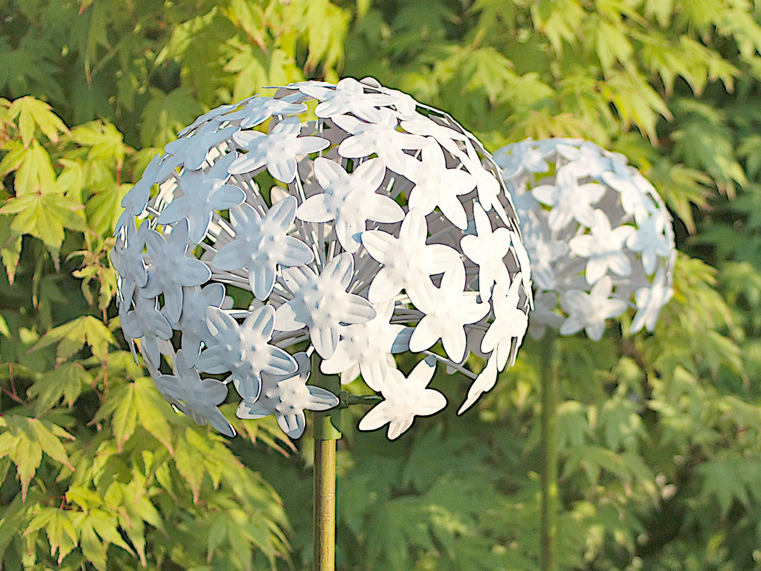 Gartenstecker Pflanzstecker Allium Weiß, Beetstecker, Gartenstecker Metall