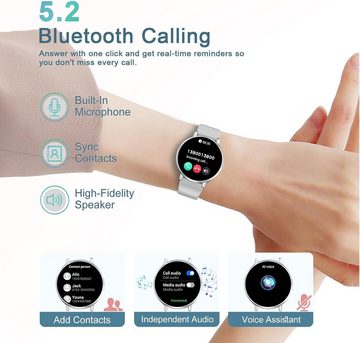 Efolen IP67 Wasserdicht für Frauen Rund Smartwatch (1,32 Zoll, Android / iOS), Kleines Fitnessarmband mit Herzfrequenz, Blutdruck, Schlafüberwachung