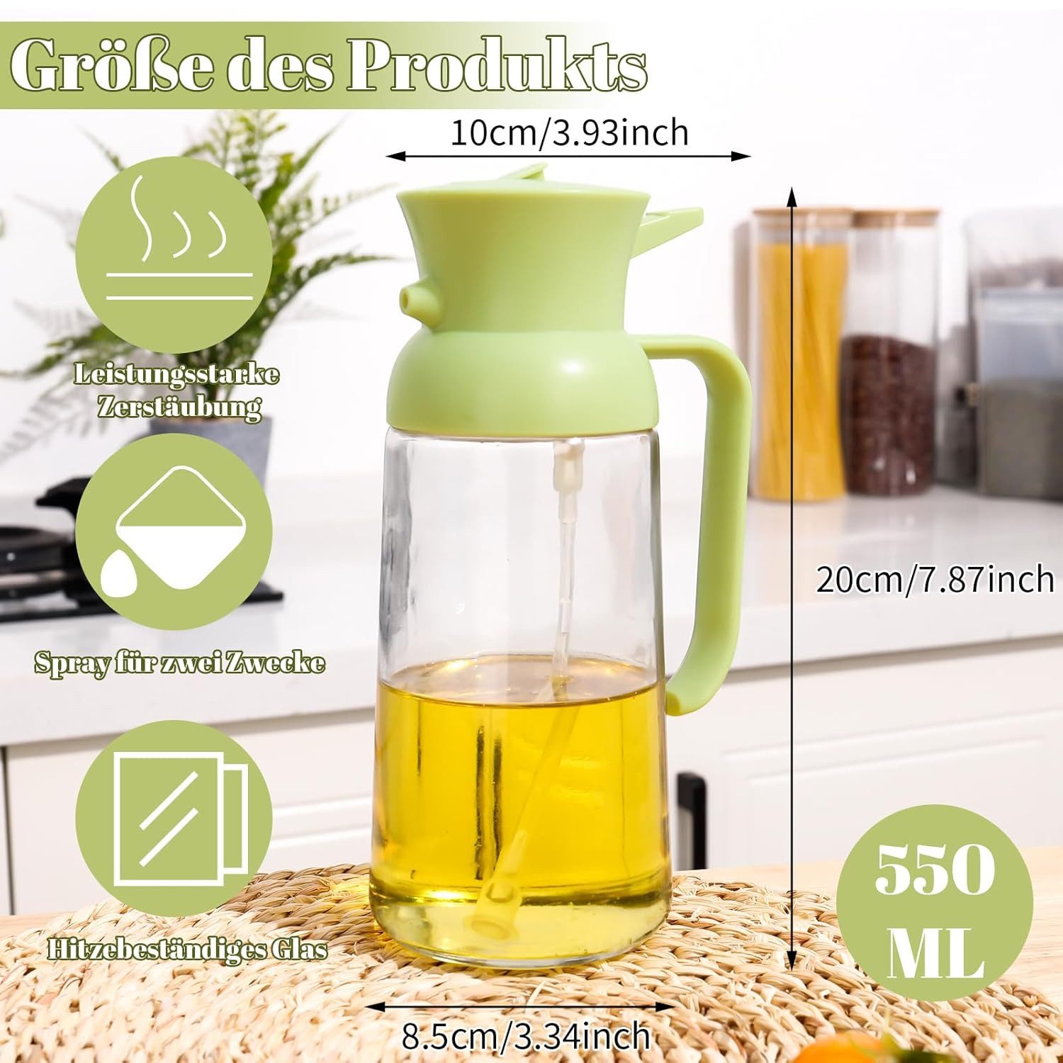 BYSURE Sprühflasche, (2-tlg), Zwei-in-eins-Ölsprühflasche zum Sprühen und Ausgießen