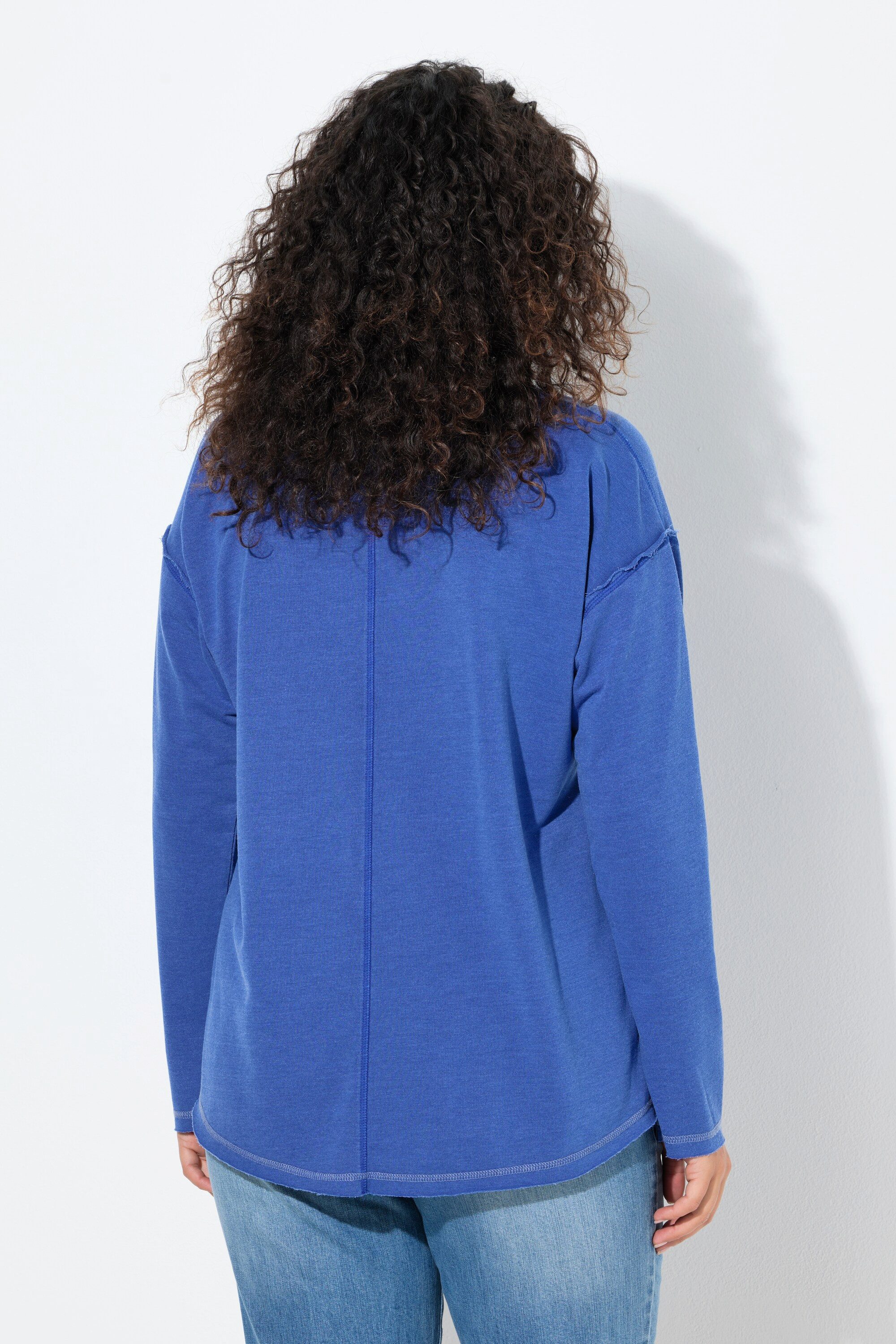 Ulla Popken Sweatshirt Sweatshirt Pailletten V-Ausschnitt Langarm – Bild 3 von 4