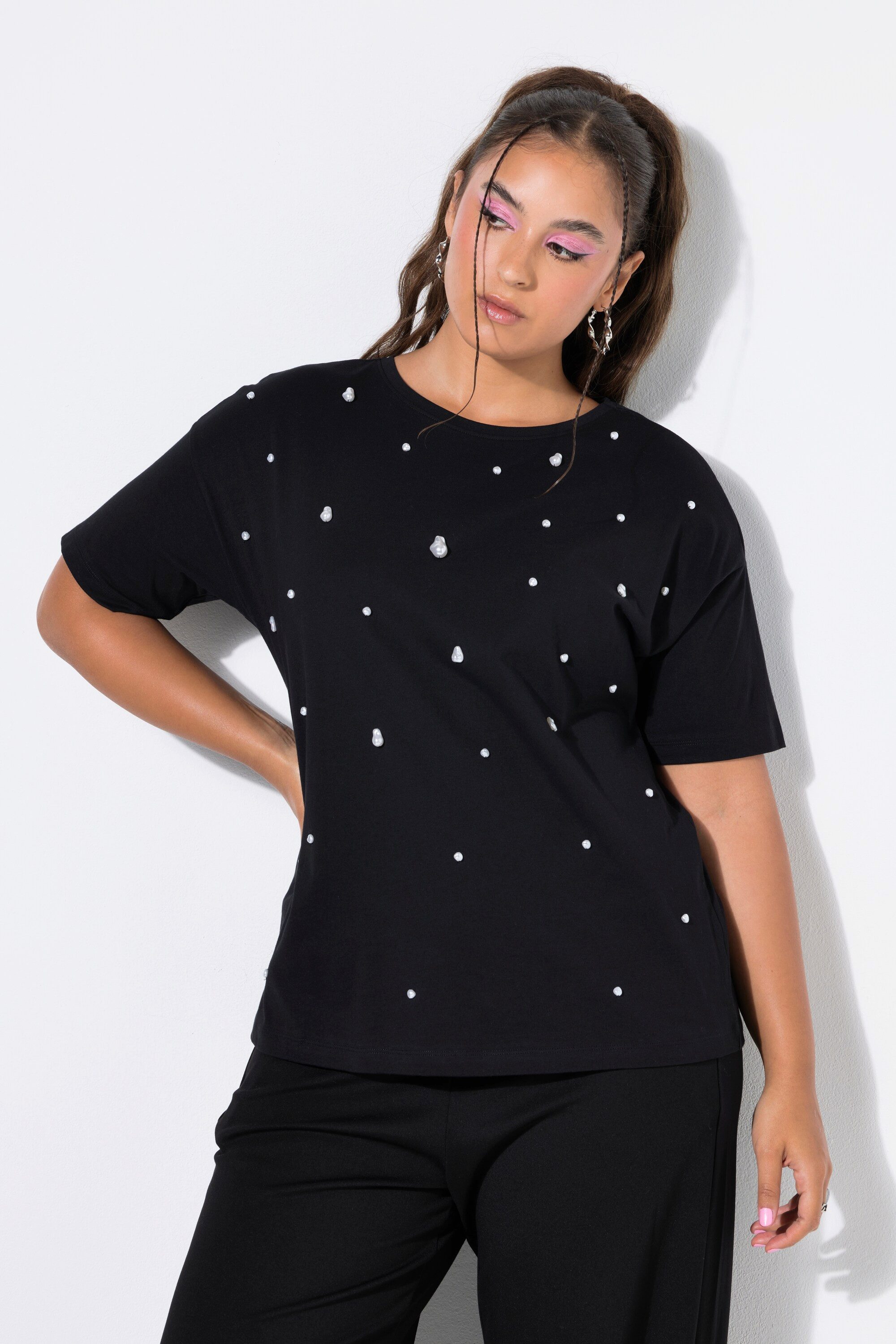 Studio Untold T-Shirt T-Shirt Oversize Shape Zierperlen