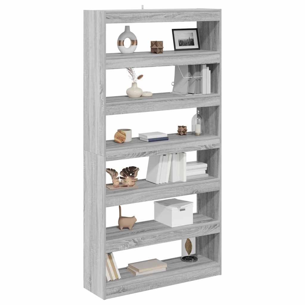 vidaXL Blumenständer Bücherregal/Raumteiler Schwarz Eiche 100x30x198 günstig online kaufen