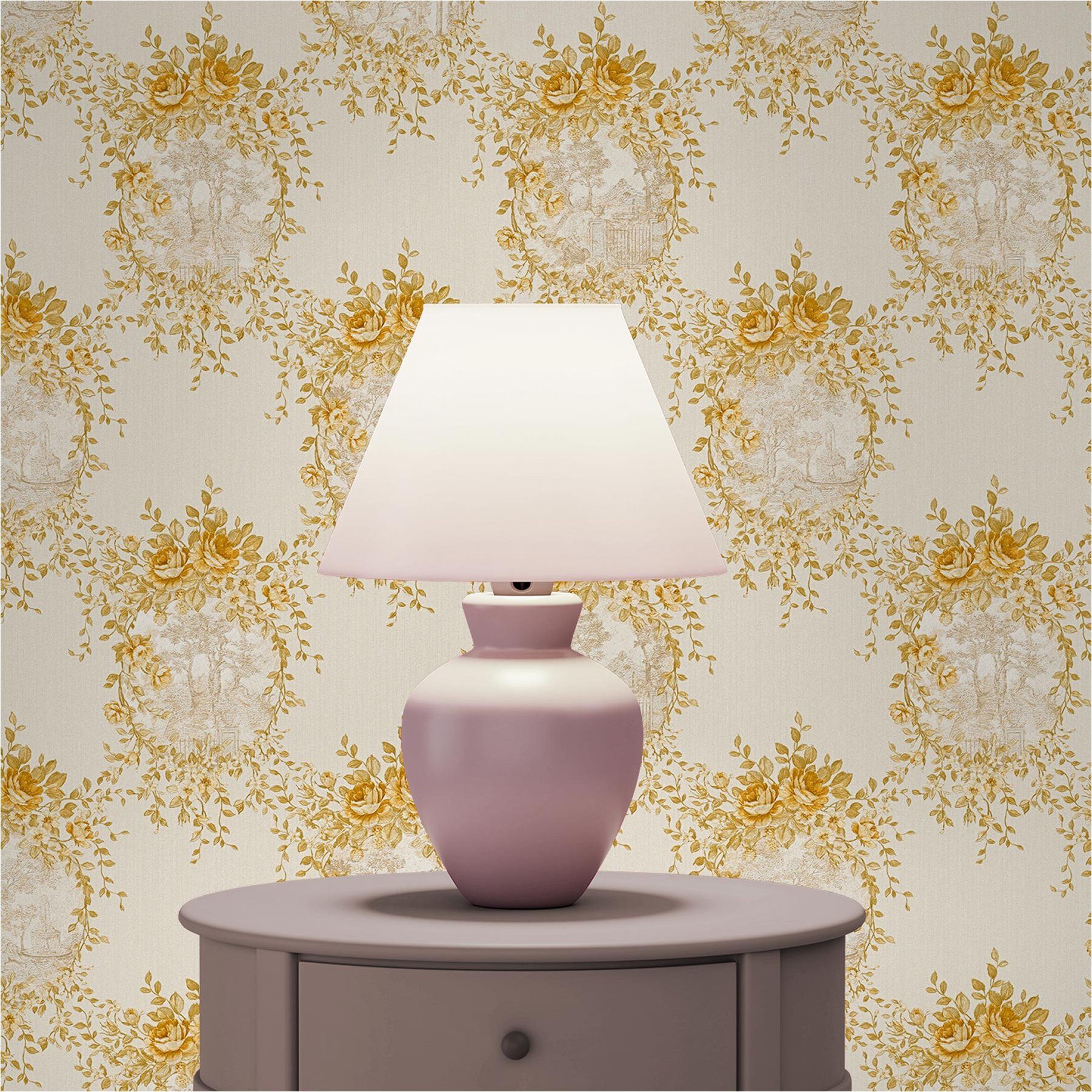 Vliestapete Tapete Blumen Florentin M1-No.2518, Vliestapete, Gold, Beige