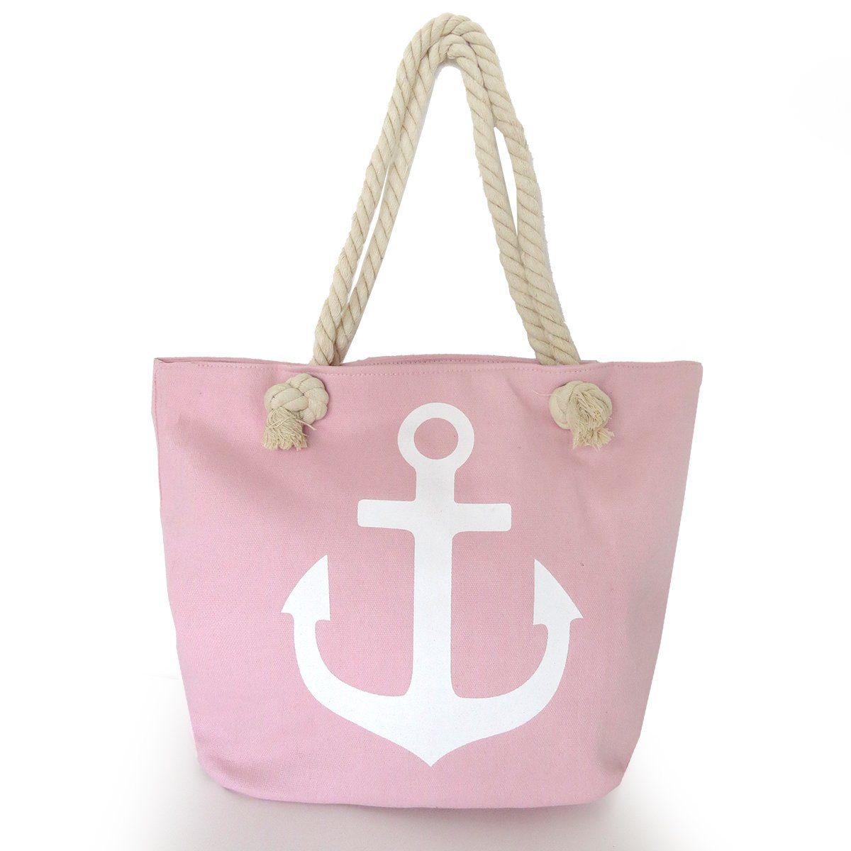Sonia Originelli Umhängetasche Strandtasche Anker Uni "Marie" Beachbag Shopper Maritim, kleine Innentasche mit Reißverschluss rosa