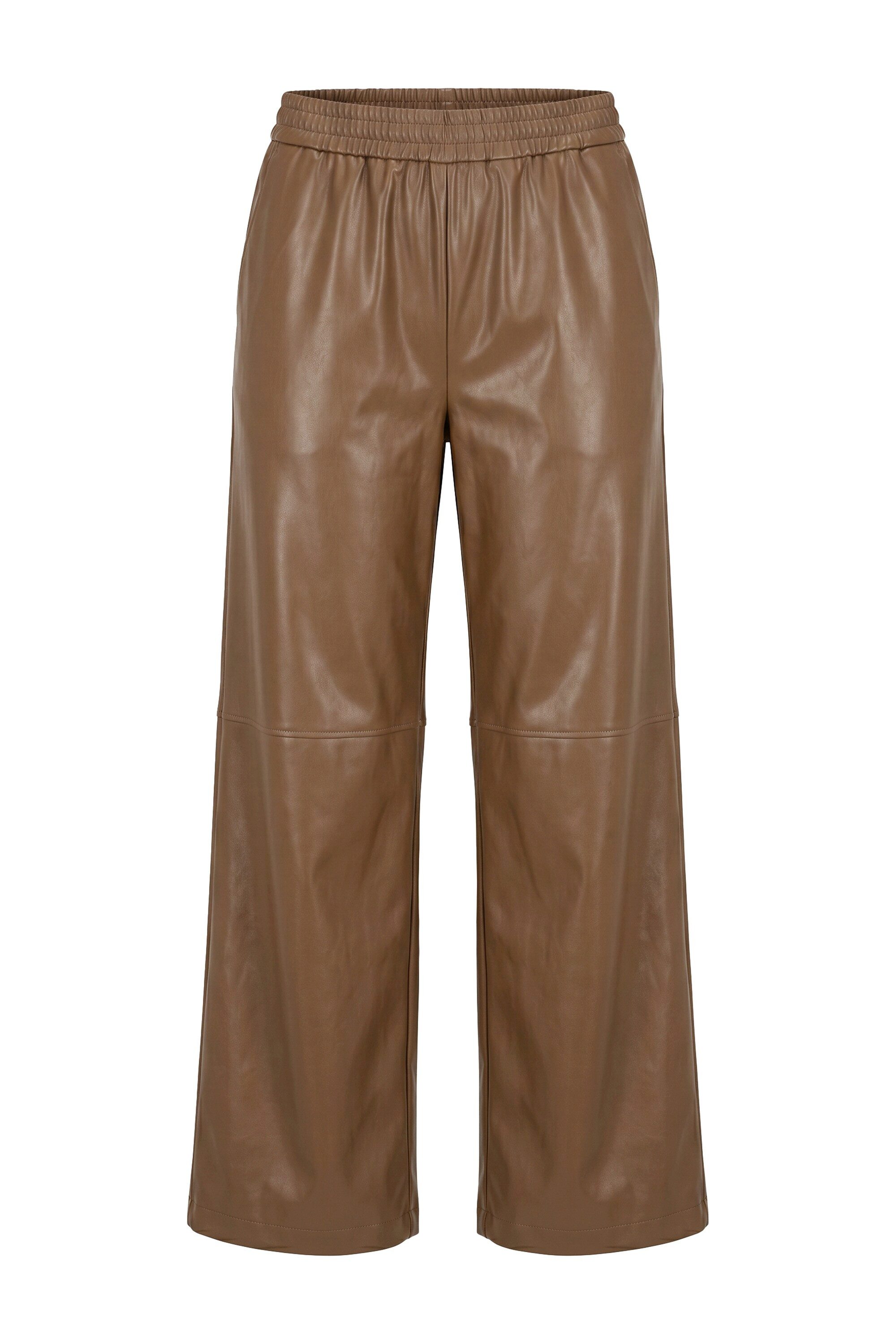 Studio Untold Schlupfhose Fake-Lederhose Wide Legs Nappaleder-Optik – Bild 2 von 4
