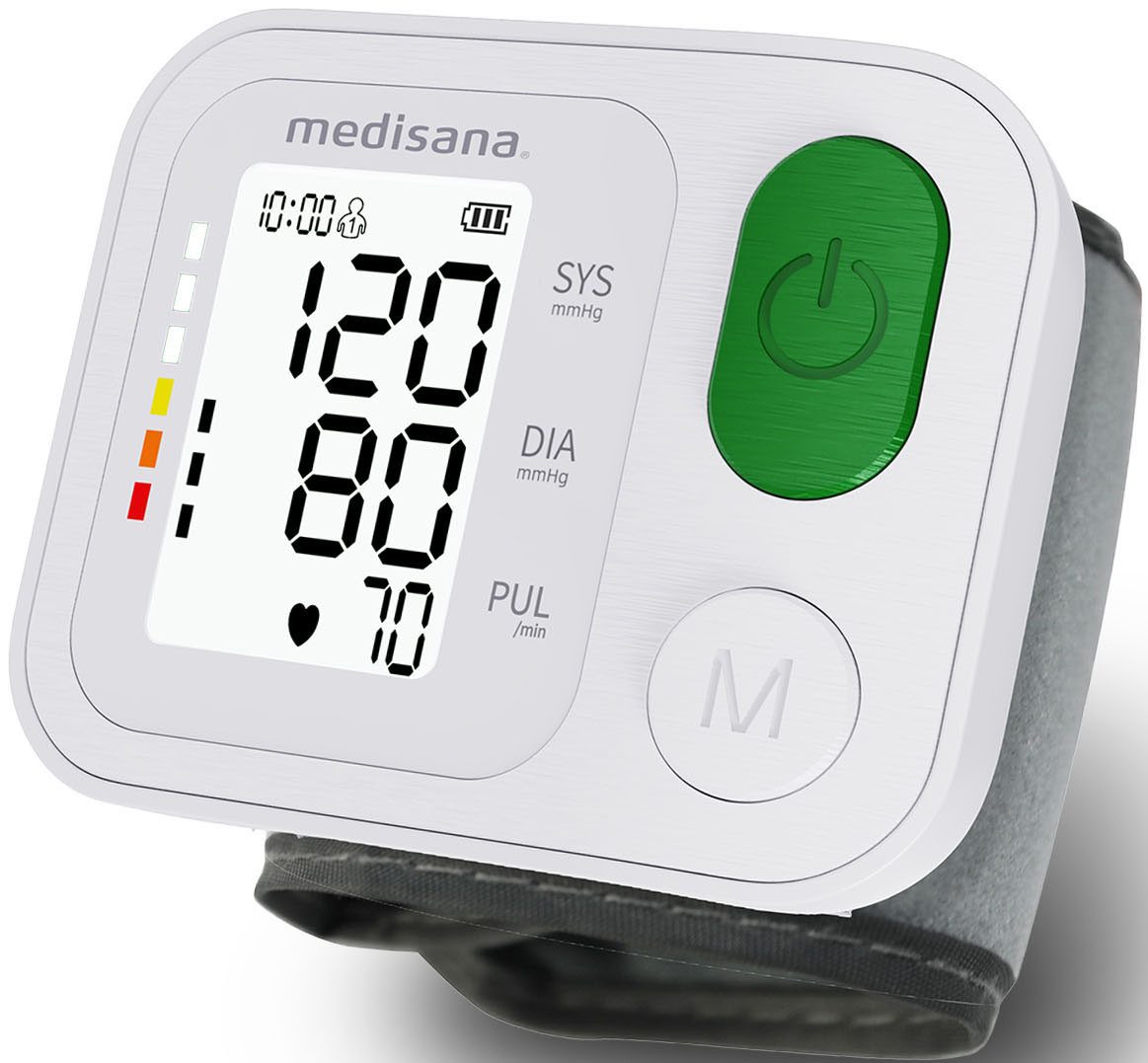 medisana Handgelenk-Blutdruckmessgerät BW 345, Ampelfarbskala, LC-Display, hochwertig, mit extra großen Knöpfen