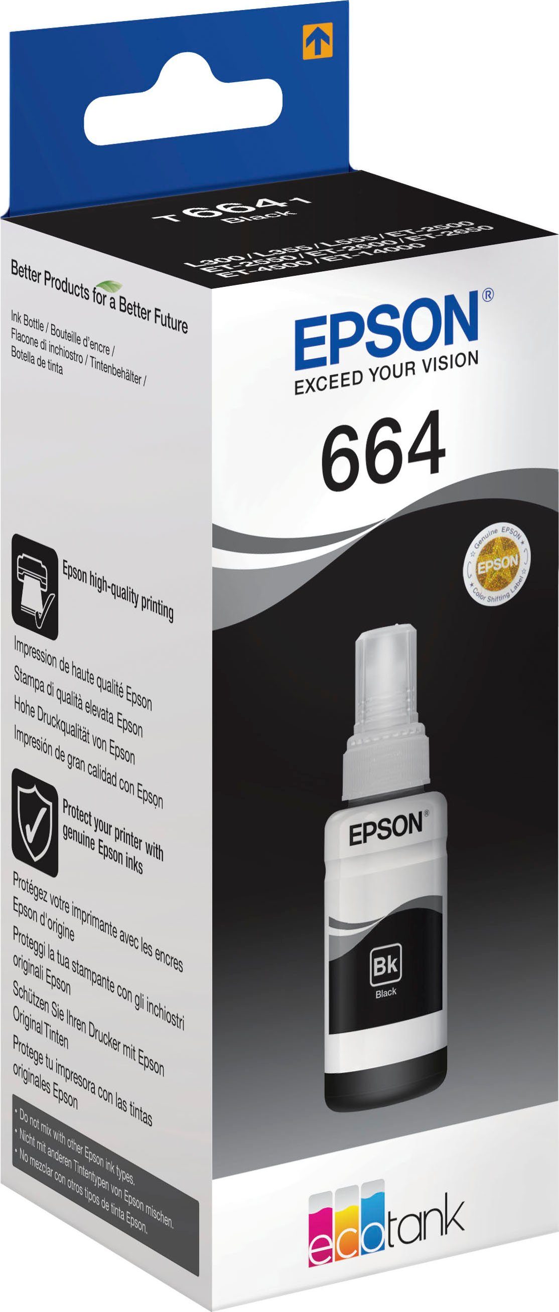 Nachfülltinte Epson (für original 664 schwarz) Nachfülltinte 1x, T6641 EPSON, black