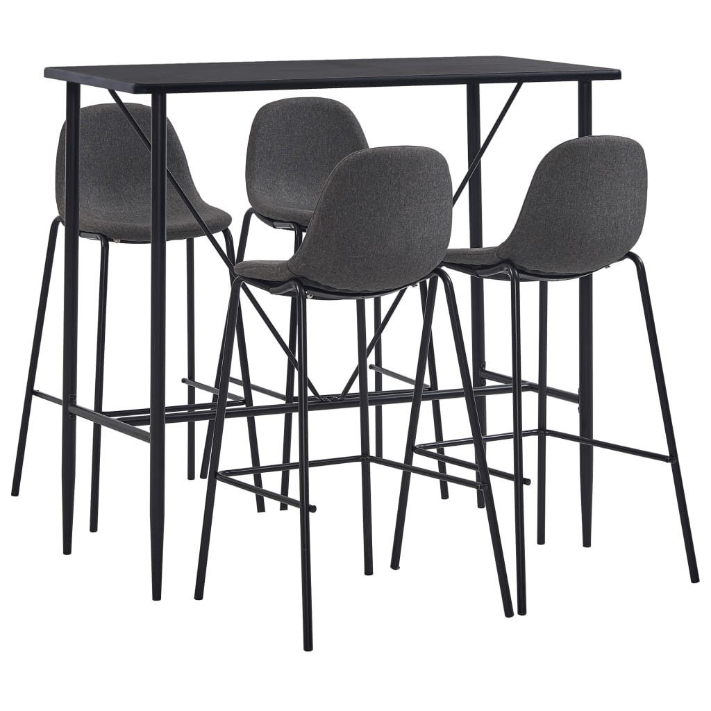 vidaXL Essgruppe 5-tlg. Bar-Set Stoff Dunkelgrau, (5-tlg)