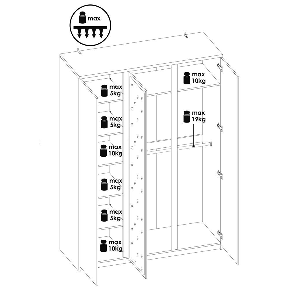 Lomadox Kleiderschrank FORTALEZA-129 in Eiche Nb., günstig online kaufen